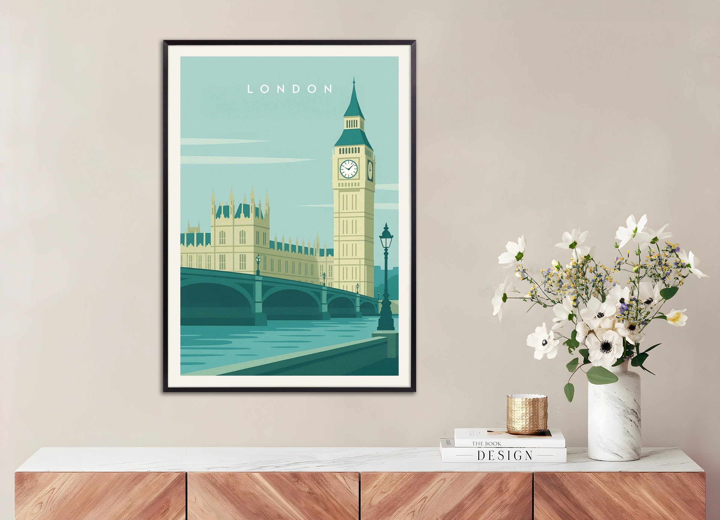 Poster of London Big Ben Wall Art Print, with metal frame