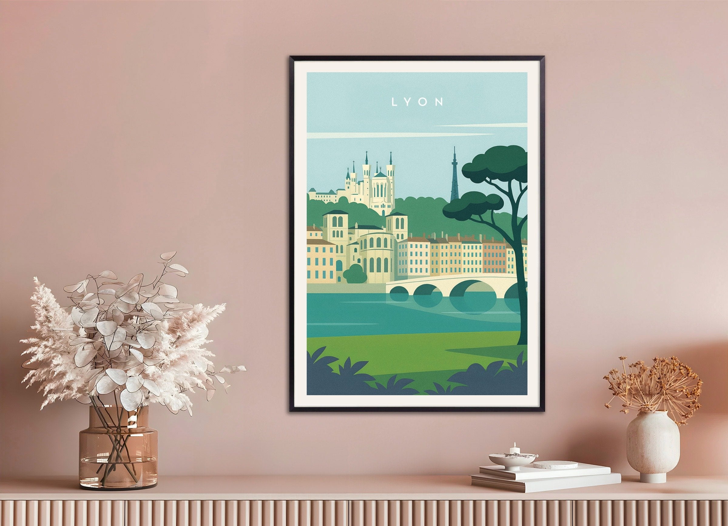 Poster of Lyon Wall Art Print, with metal frame