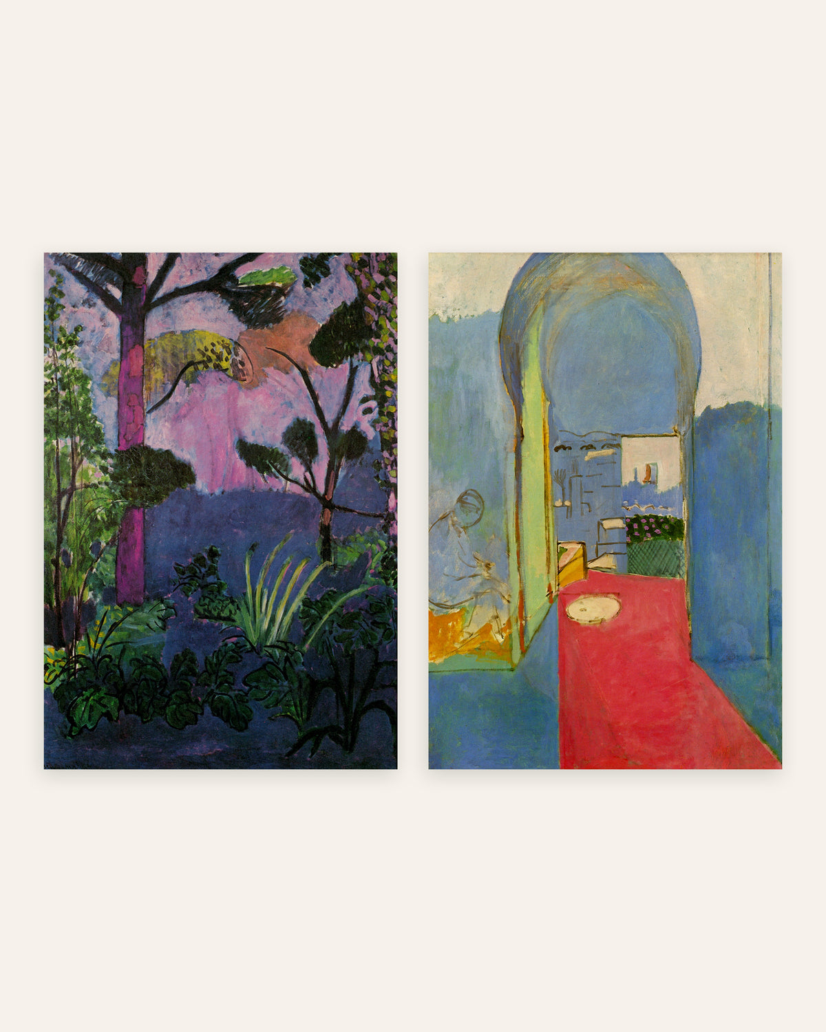 Matisse-postere, sett med 2: Marokkansk landskap (Akantus) og Inngangen til kasbahen, uten ramme