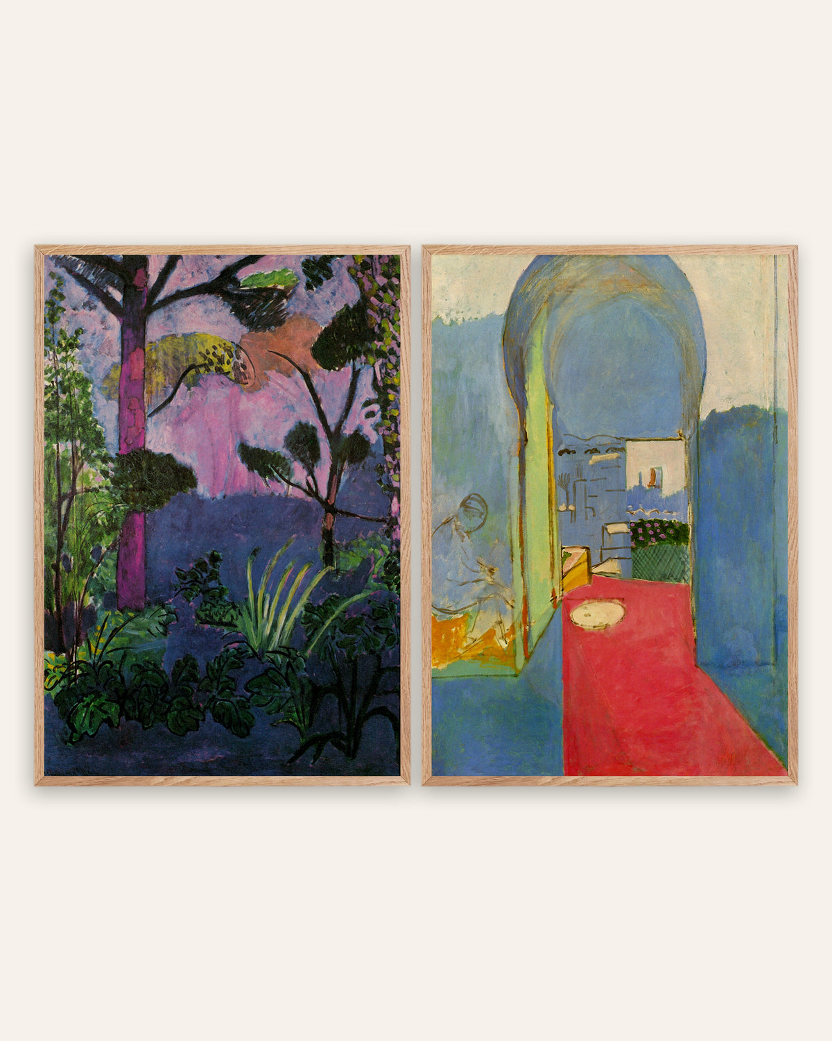 Matisse-postere, sett med 2: Marokkansk landskap (Akantus) og Inngangen til kasbahen, i rammer av natureik