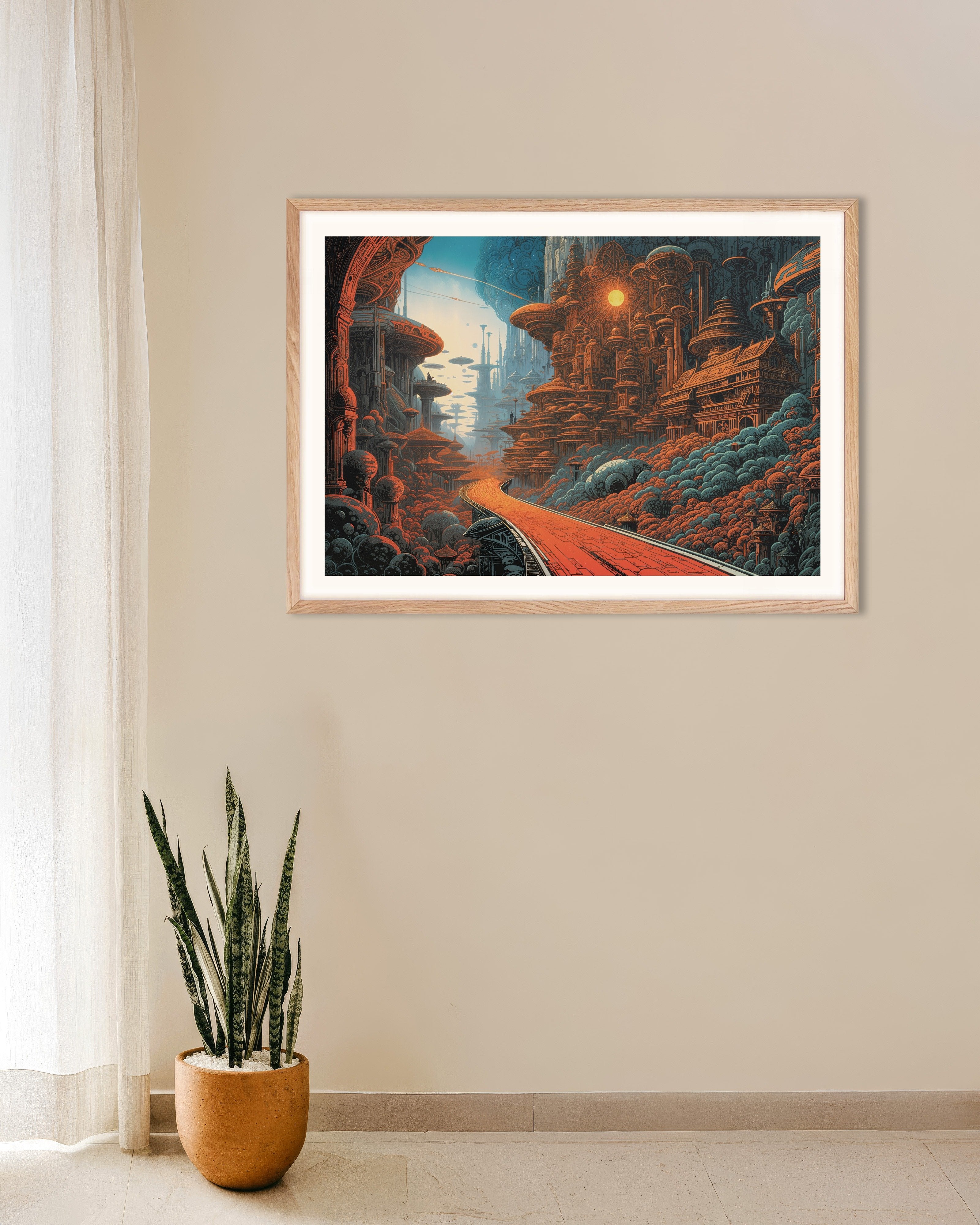 Poster of Métal hurlant (comic), Road - Poster, with natural wooden frame