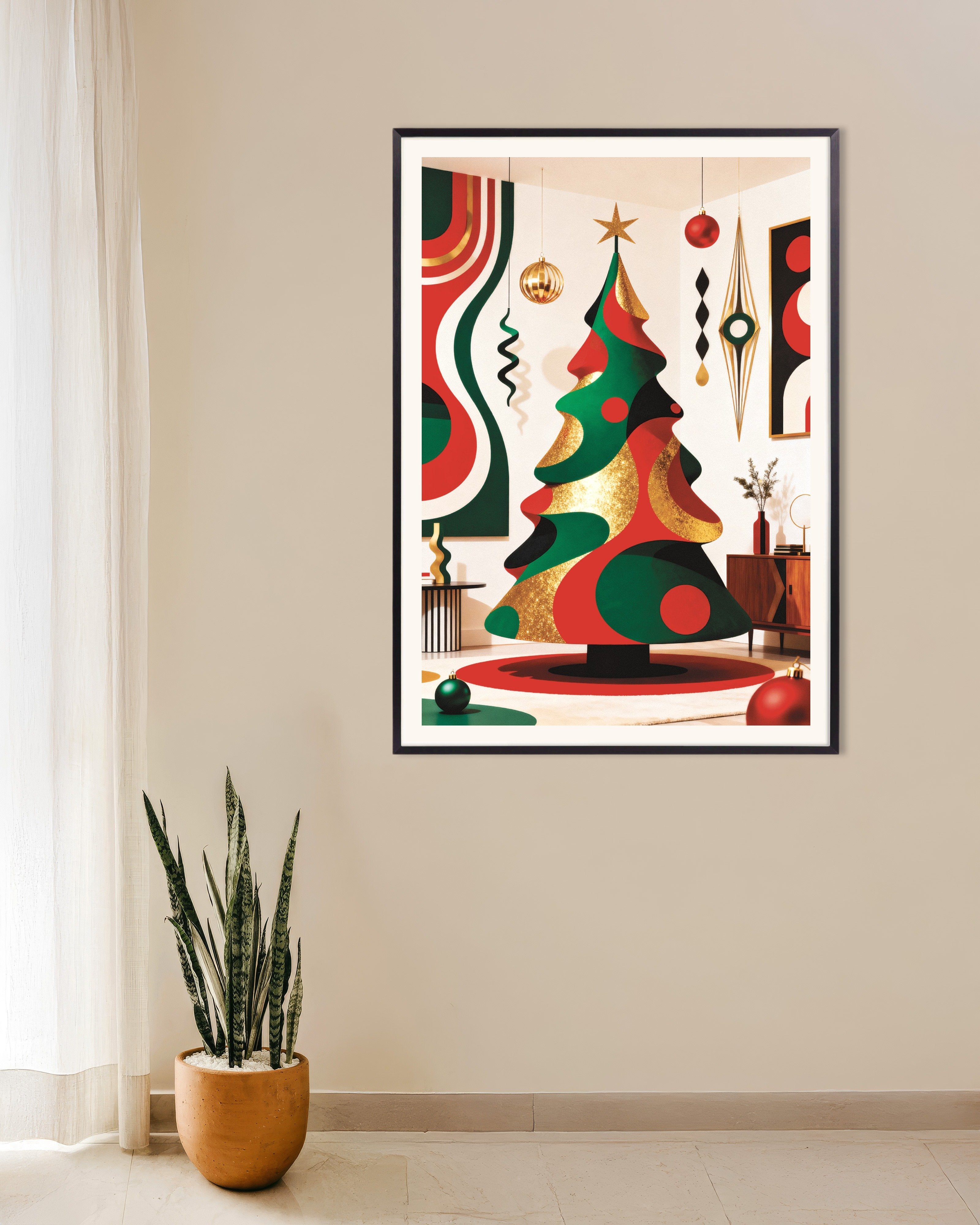 Poster of Modern design Christmas tree poster, with metal frame