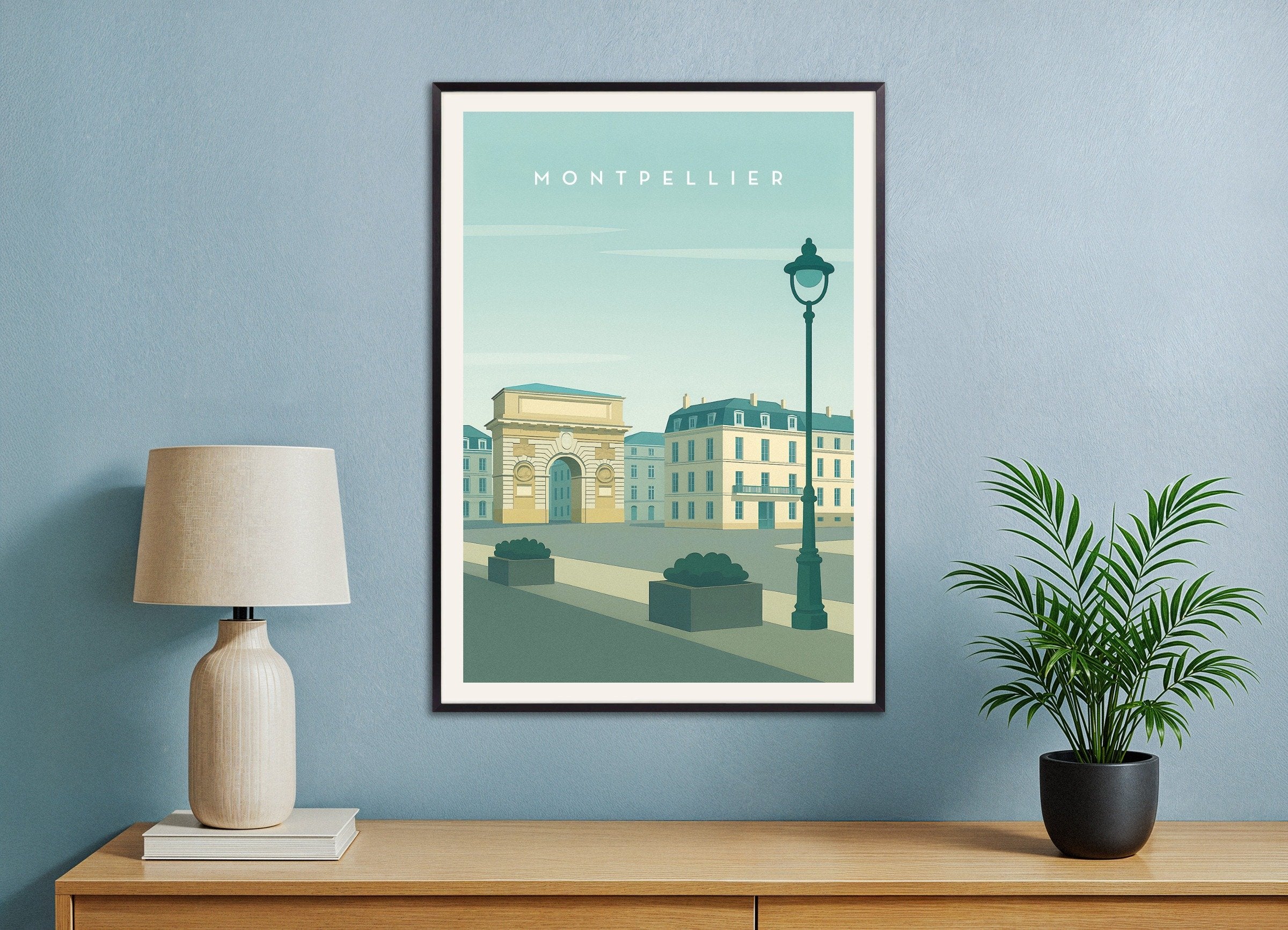 Poster of Montpellier Wall Art Print, with metal frame