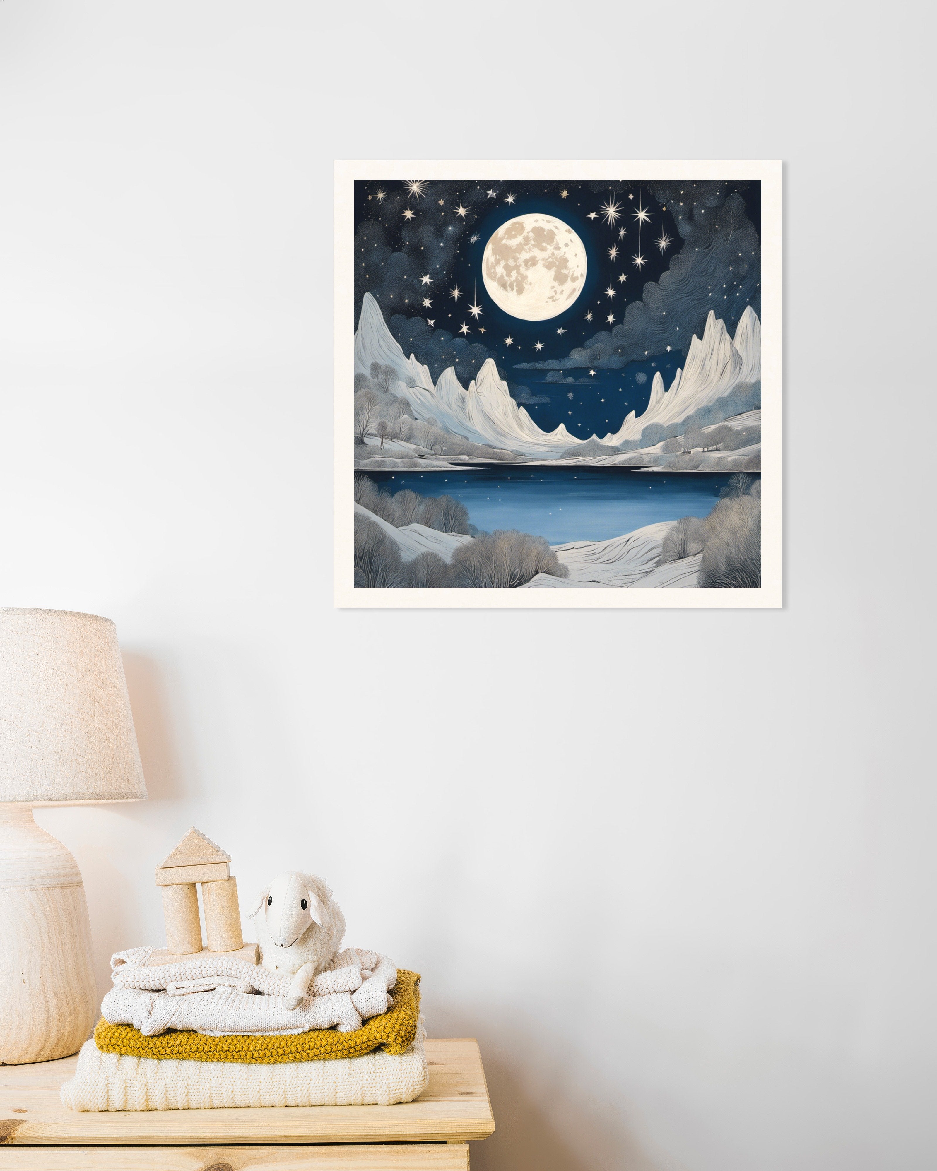 Poster of Moomins, Moon and starry sky - Poster