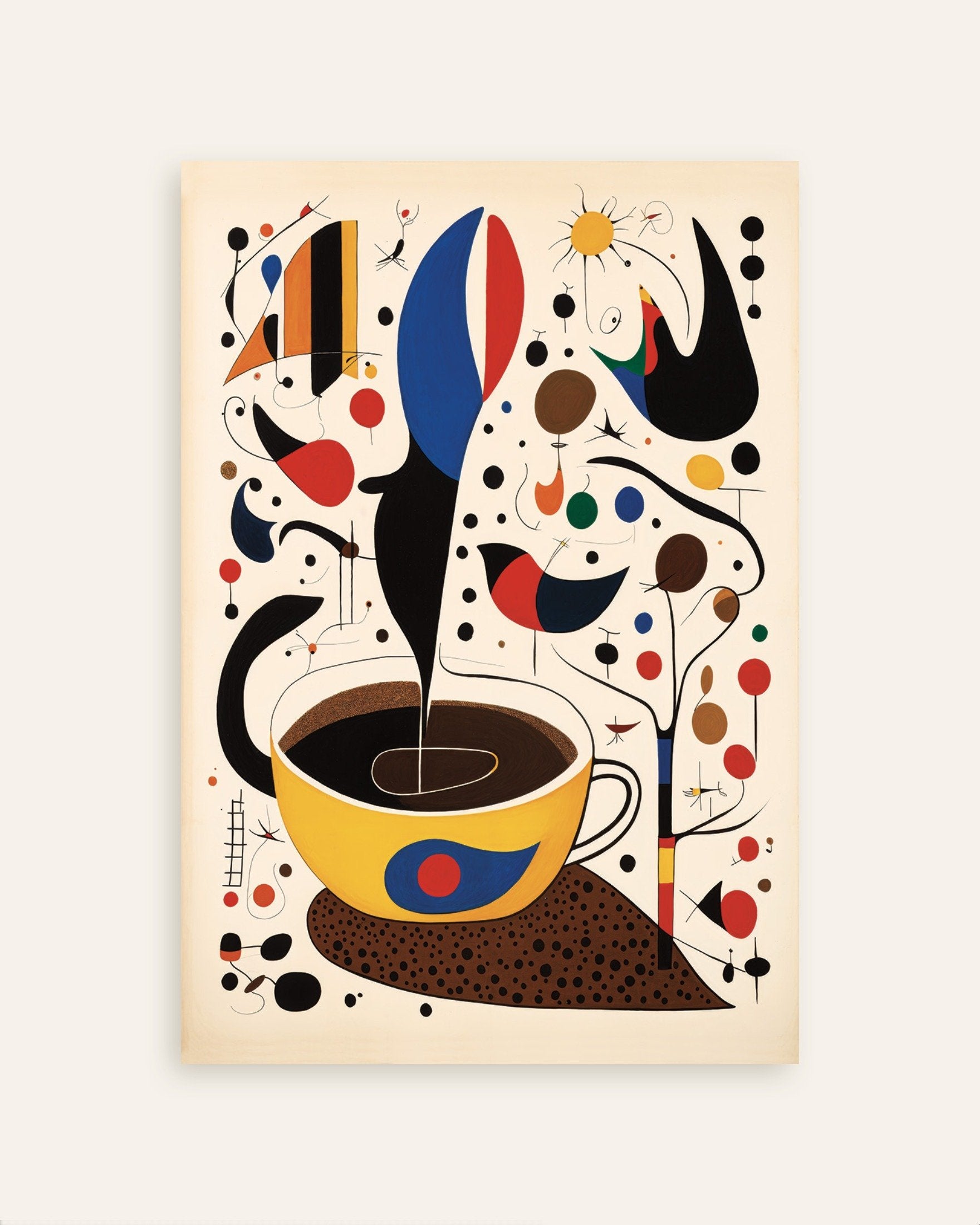 Colorful surrealist coffee art print