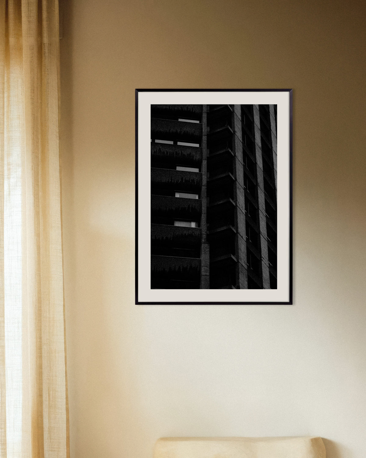 Poster of Night Facade With Hanging Plants, with metal frame