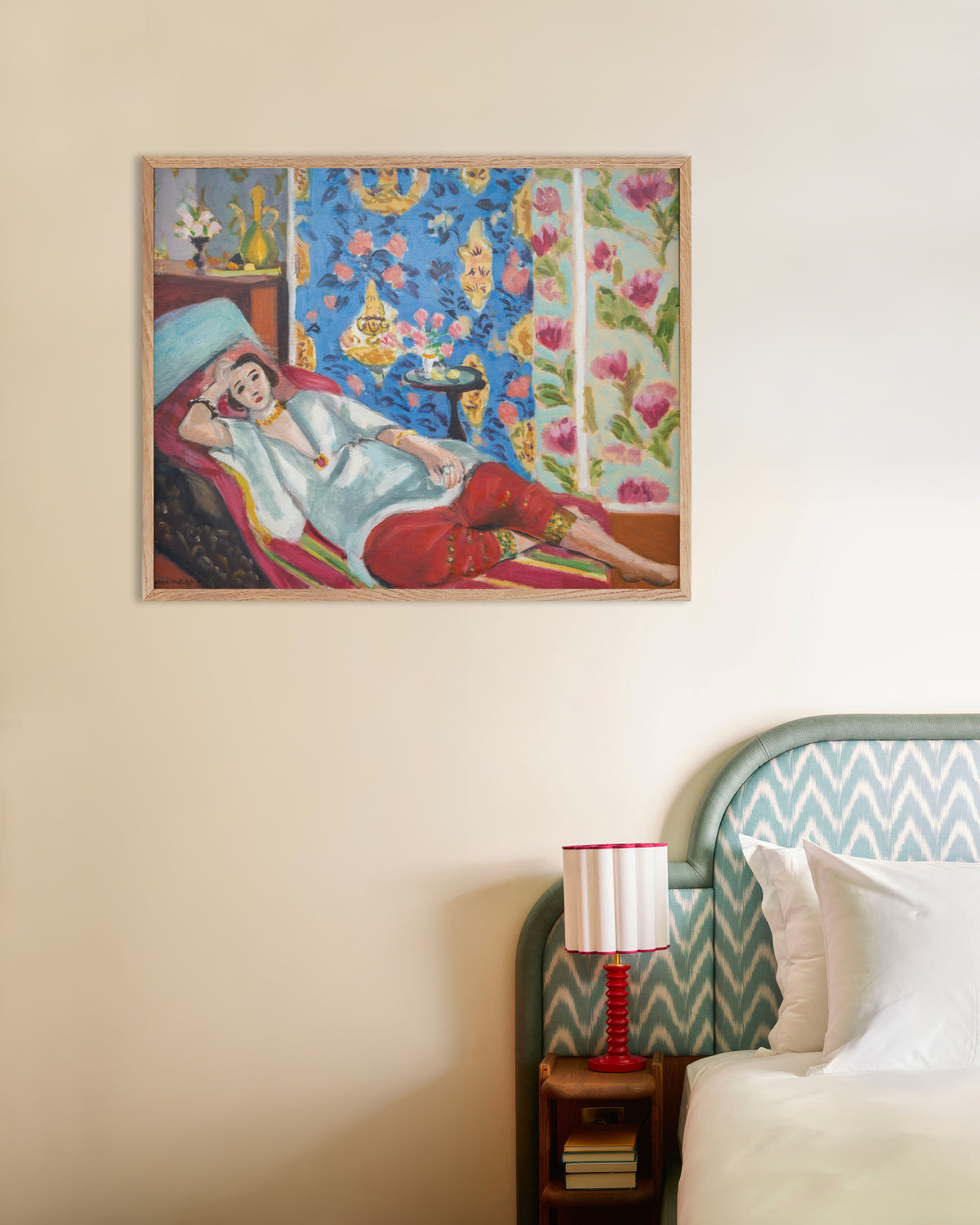 Poster of Odalisque with Red Culottes (1924-1925) by Henri Matisse, with natural wooden frame