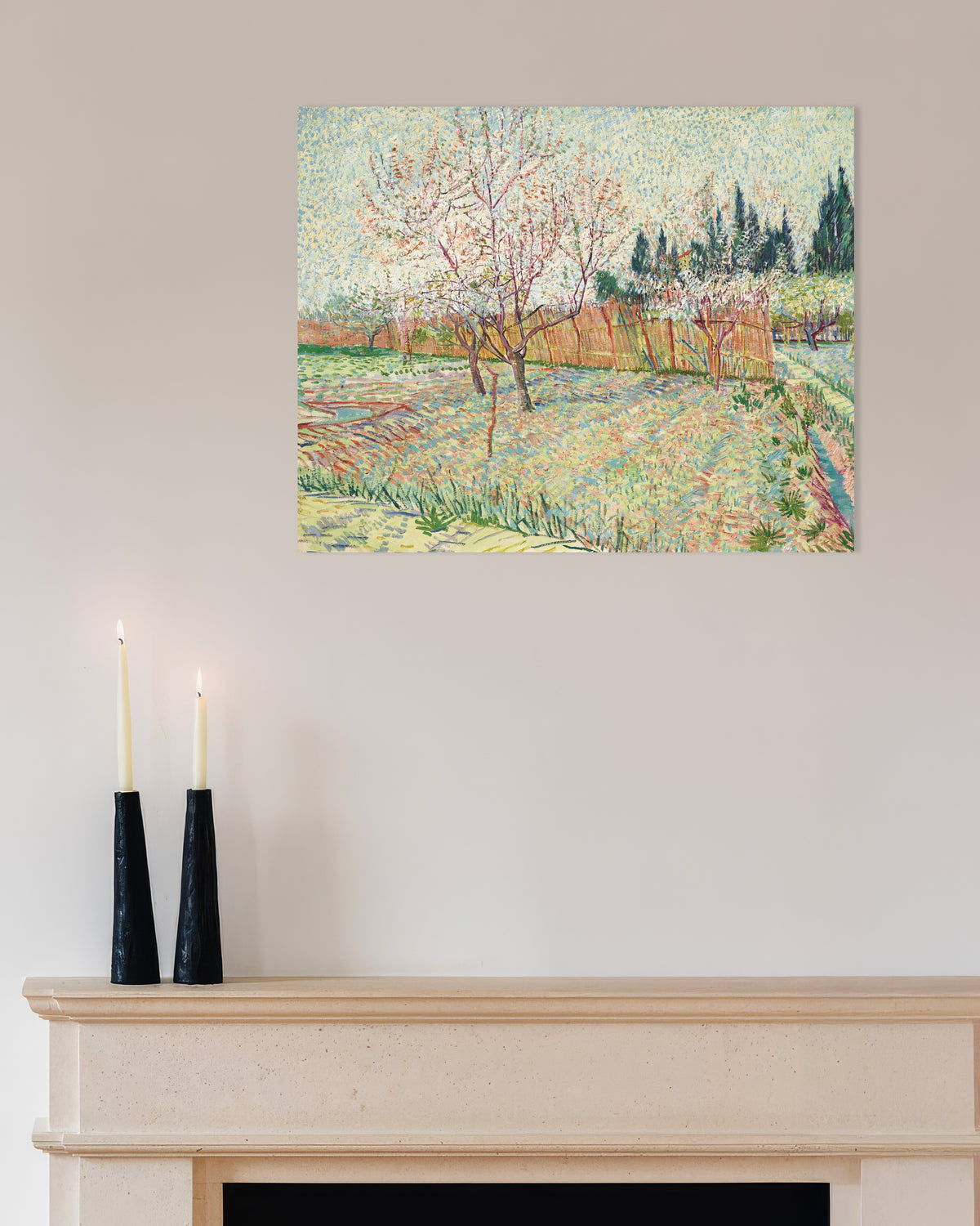 Poster of Orchard Bordered by Cypresses (1888) by Vincent van Gogh
