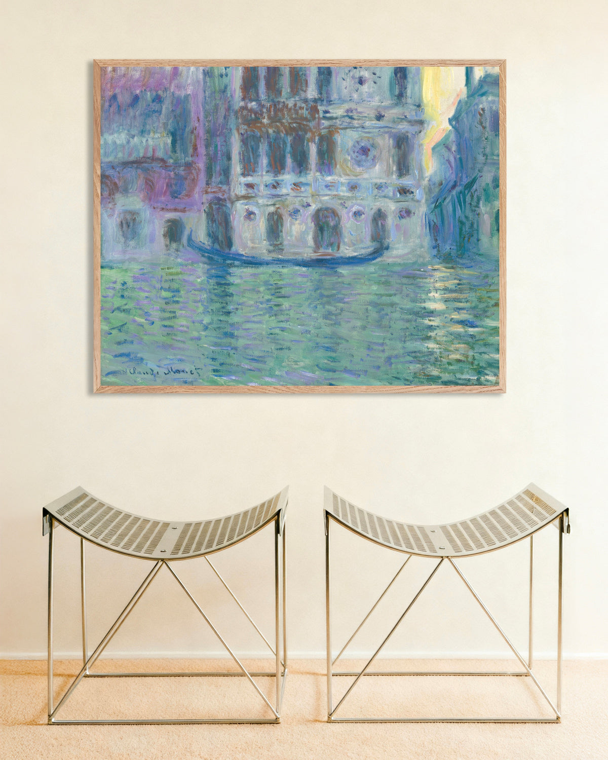 Plakat Palazzo Dario (1908) av Claude Monet med ramme i naturtre