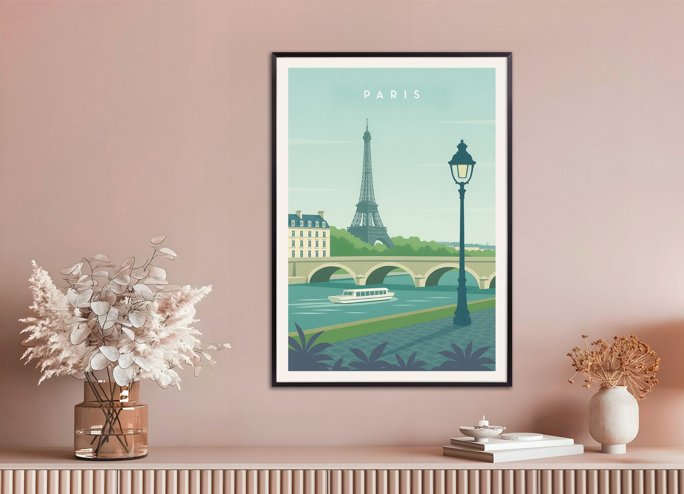 Poster of Paris Eiffel Tower Wall Art Print, with metal frame