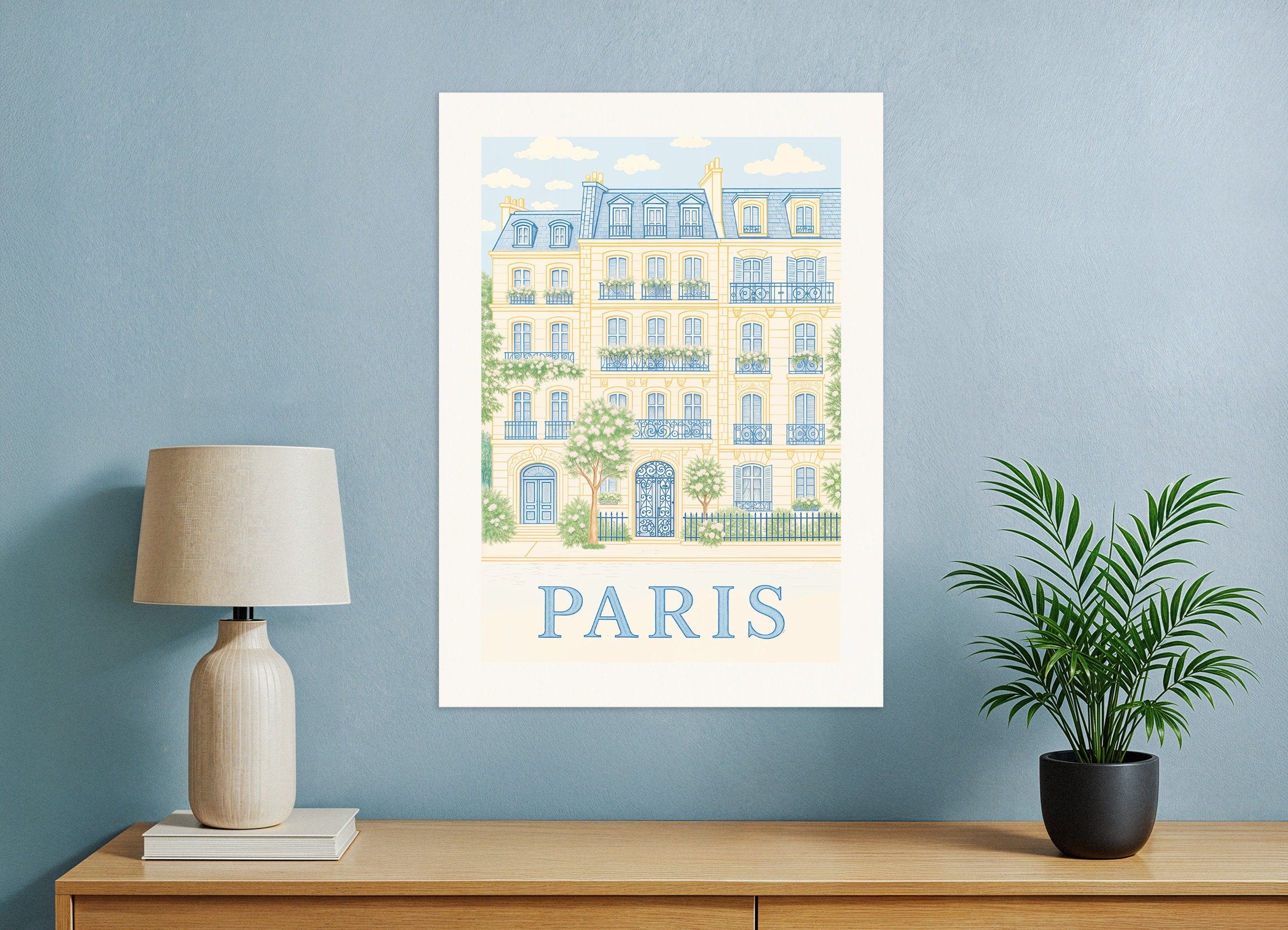 Poster of Paris Façade Poster – Elegant Pastel Illustration