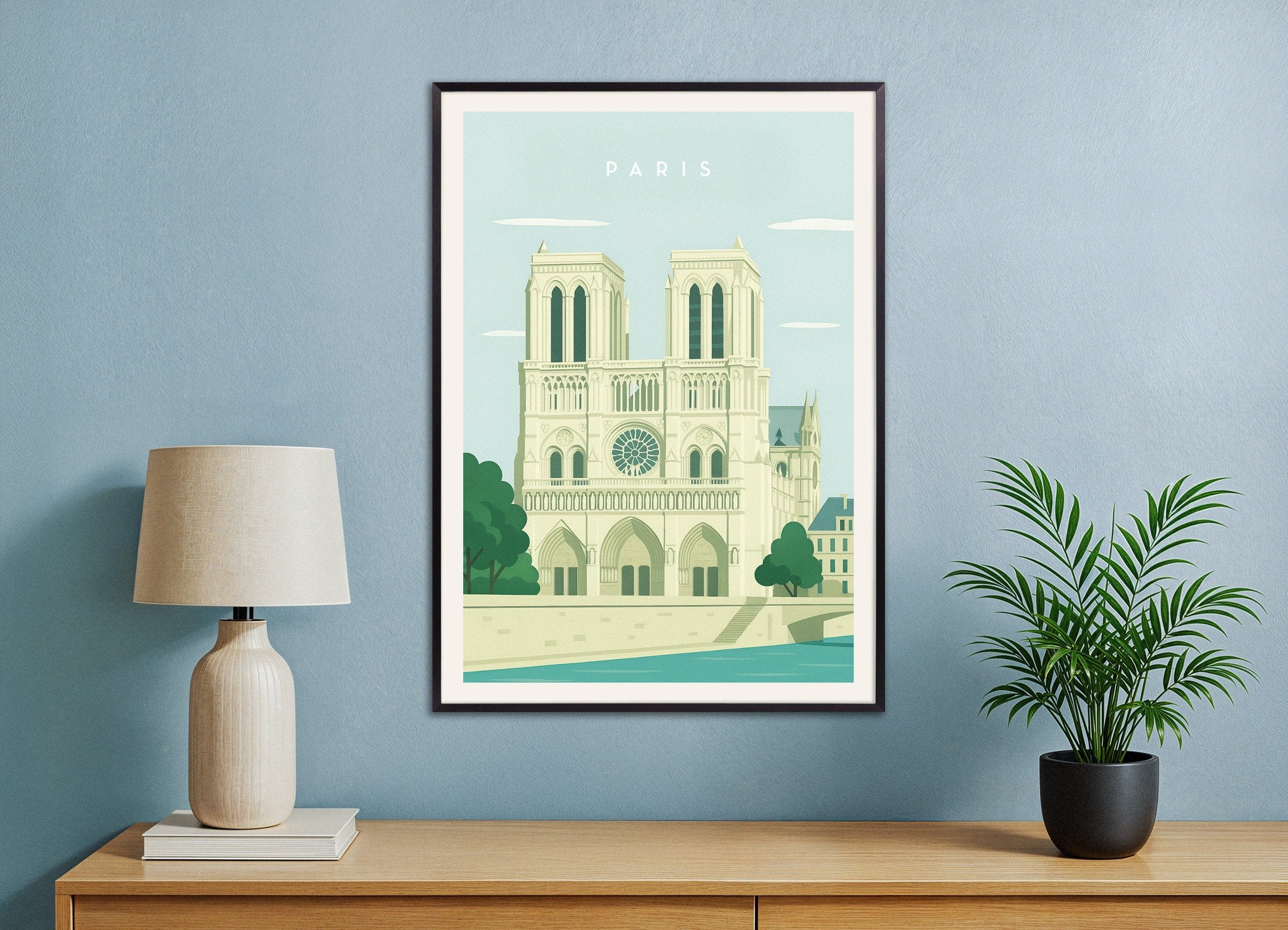 Poster of Paris Notre-Dame Wall Art Print, with metal frame