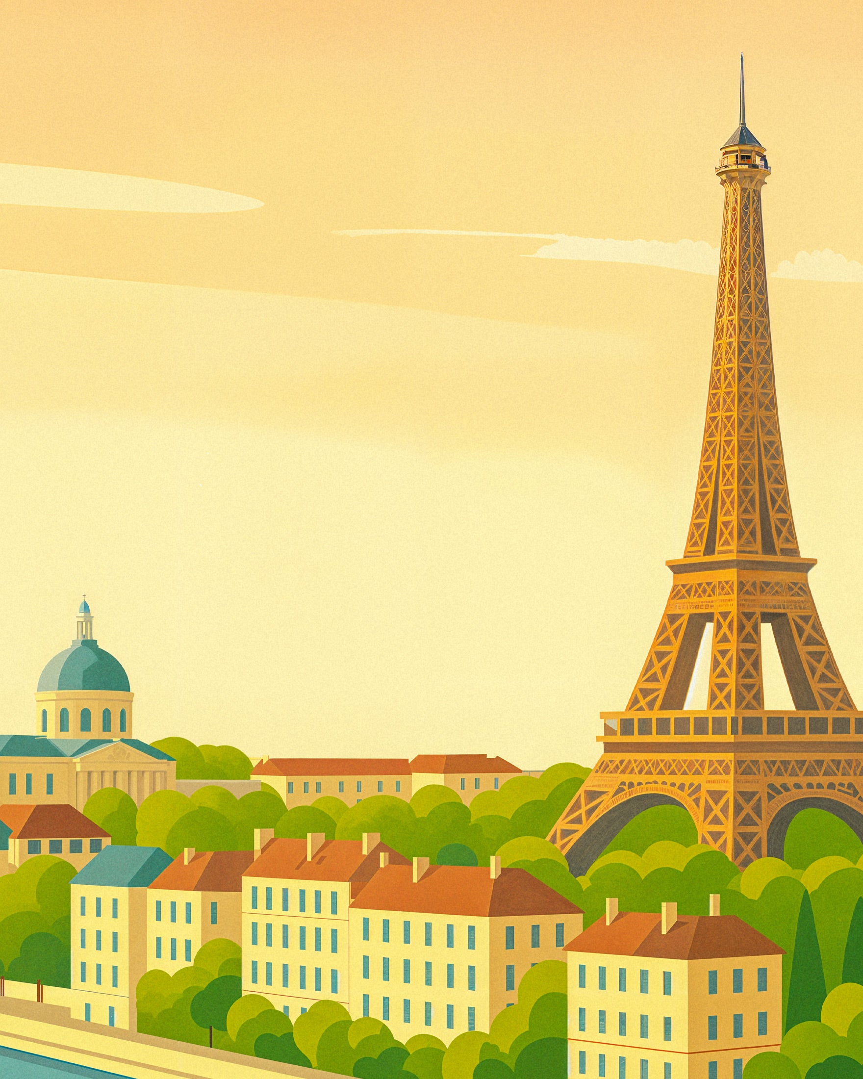 Paris – Retro stil Illustrasjon av Eiffeltårnet Plakat
