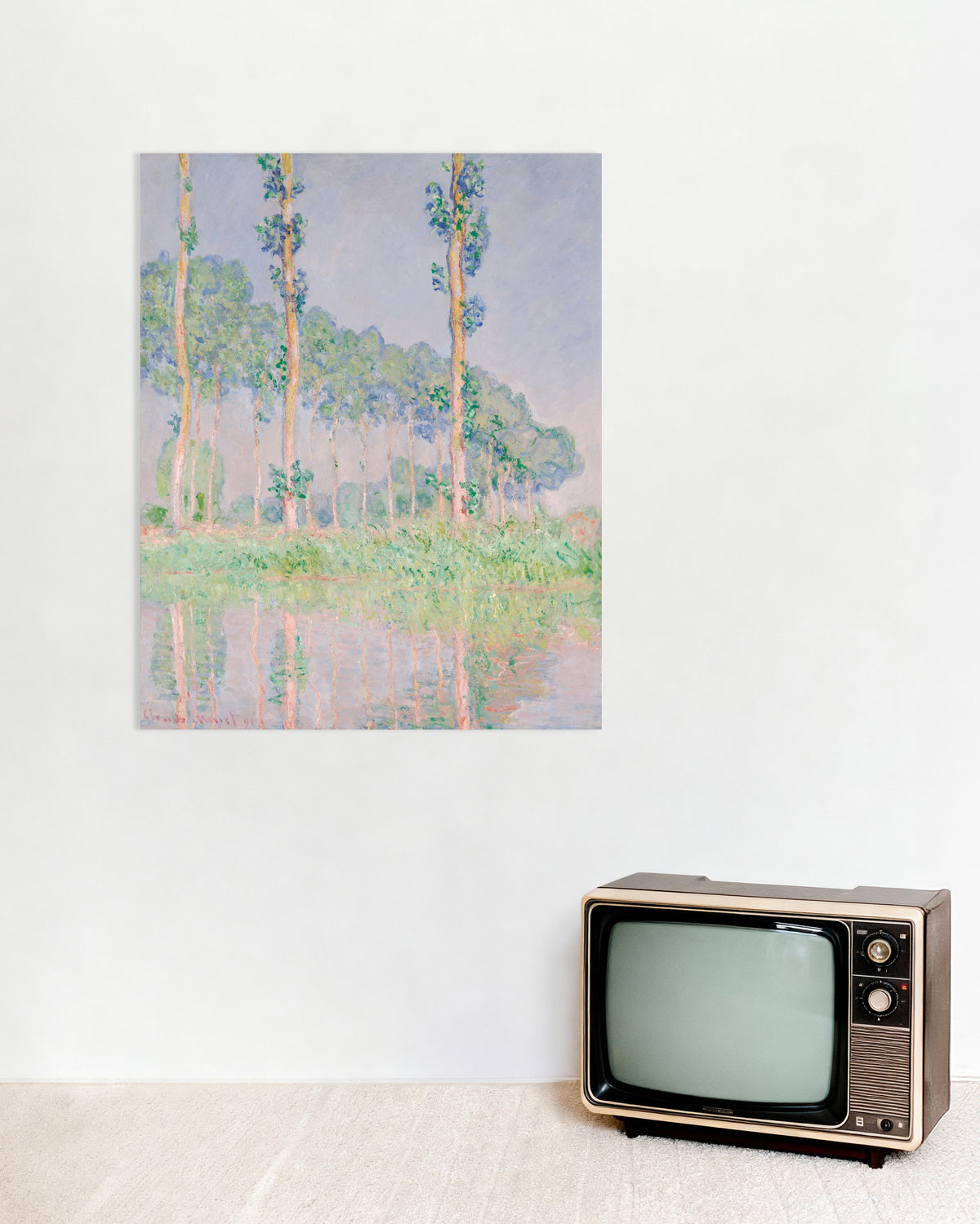 Poster of Poplars, Pink Effect (1891) by Claude Monet