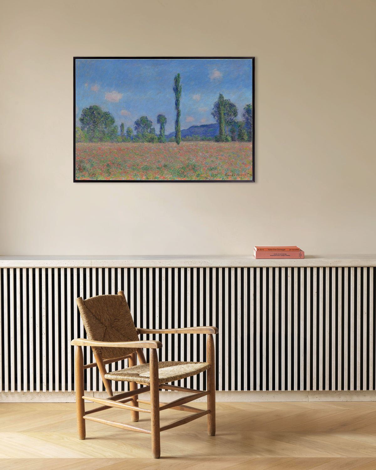 Plakat Valmueåker, Giverny (1890) av Claude Monet med metallramme