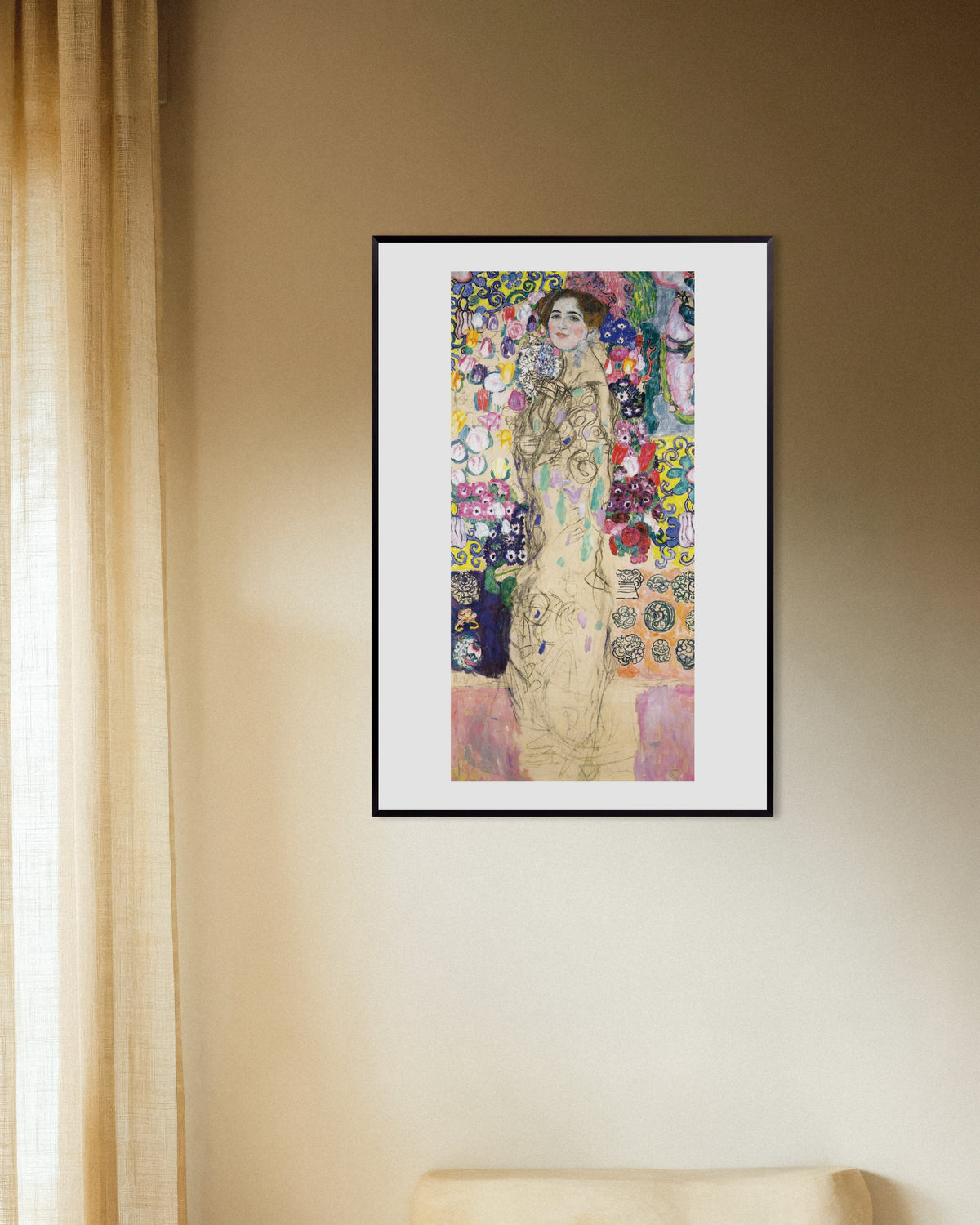 Plakat Portrett av Maria Munk (1917–1918) av Gustav Klimt med metallramme