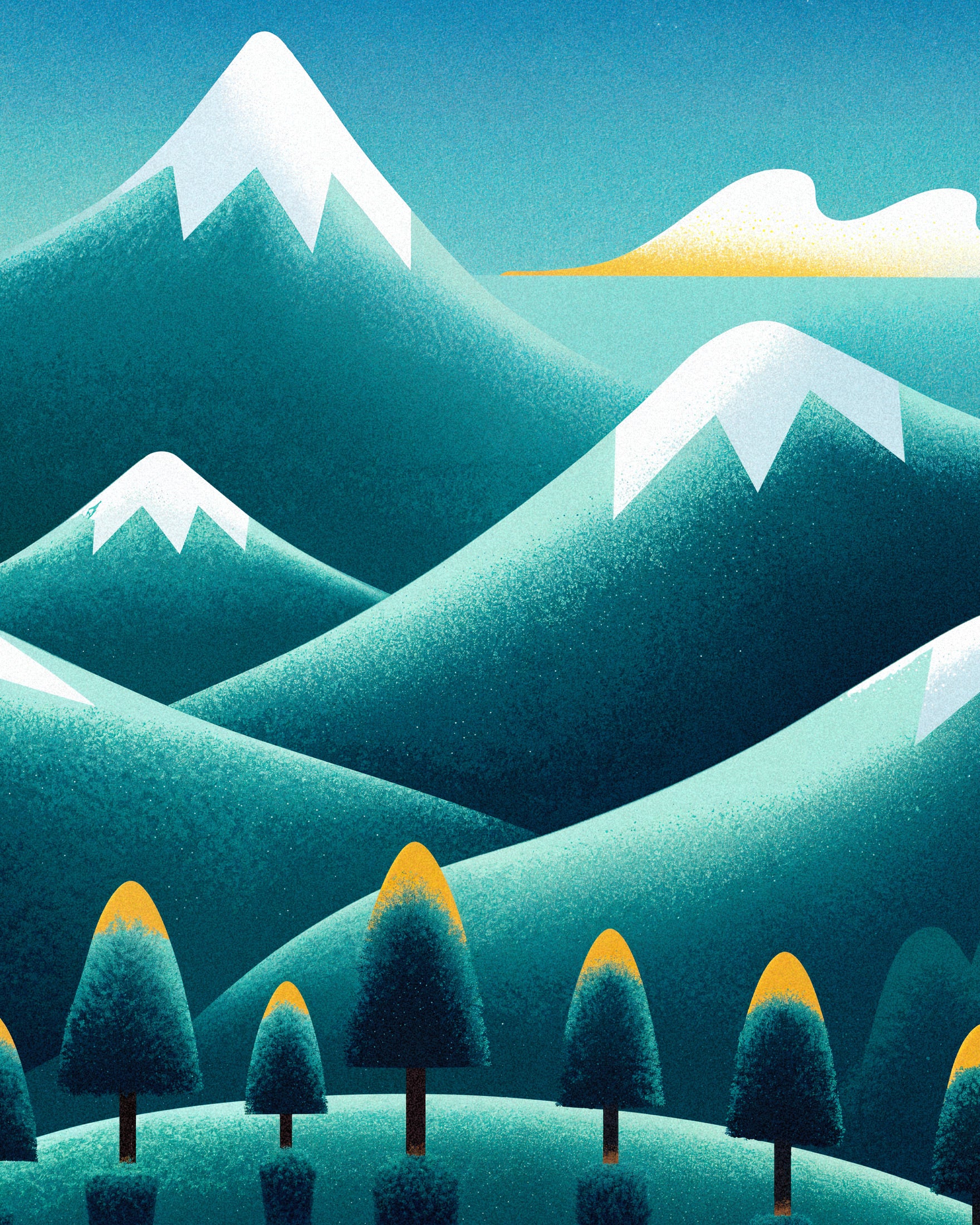 Les Pyrénées – Minimalistisk Fjellposter Plakat