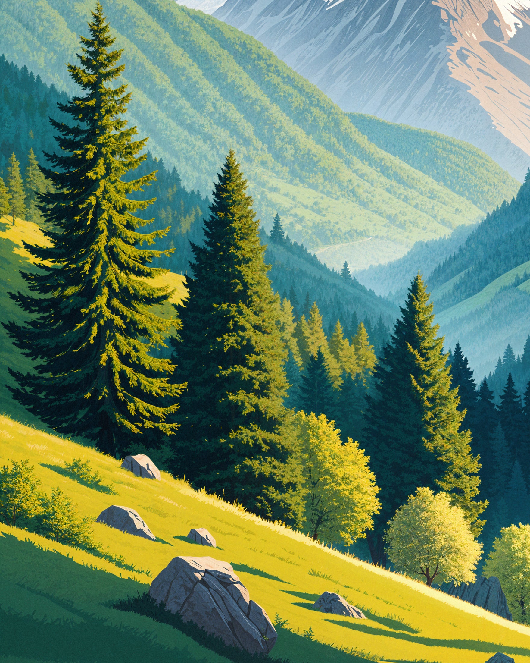 Les Pyrénées – Naturskjønt Fjellandskap Plakat