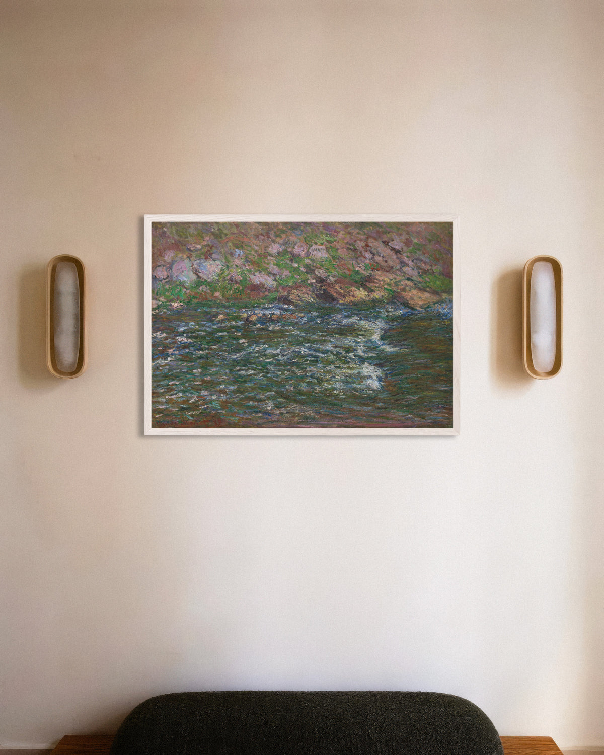 Plakat Stryk i Petite Creuse ved Fresselines (1889) av Claude Monet med hvit treramme