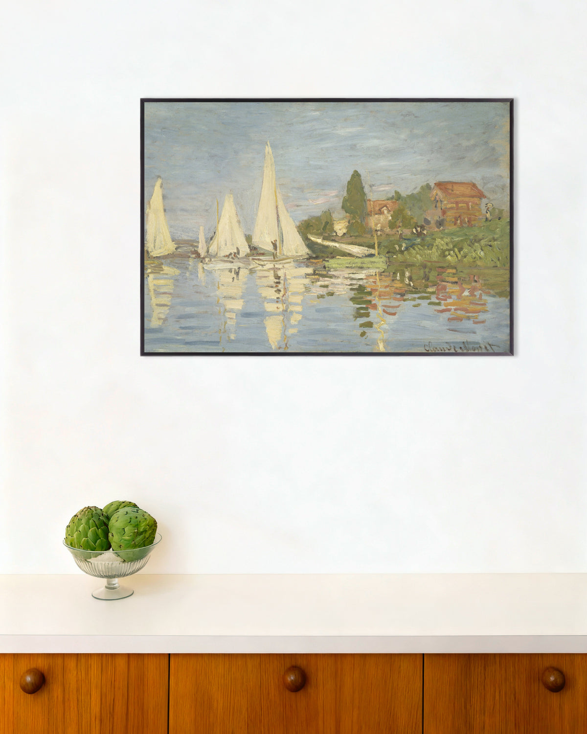 Plakat Regatta ved Argenteuil (ca. 1872) av Claude Monet med metallramme