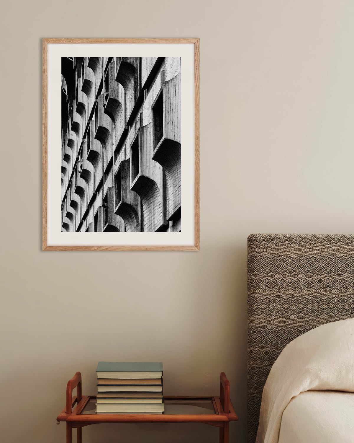Poster of Scalloped Window Frames, with natural wooden frame