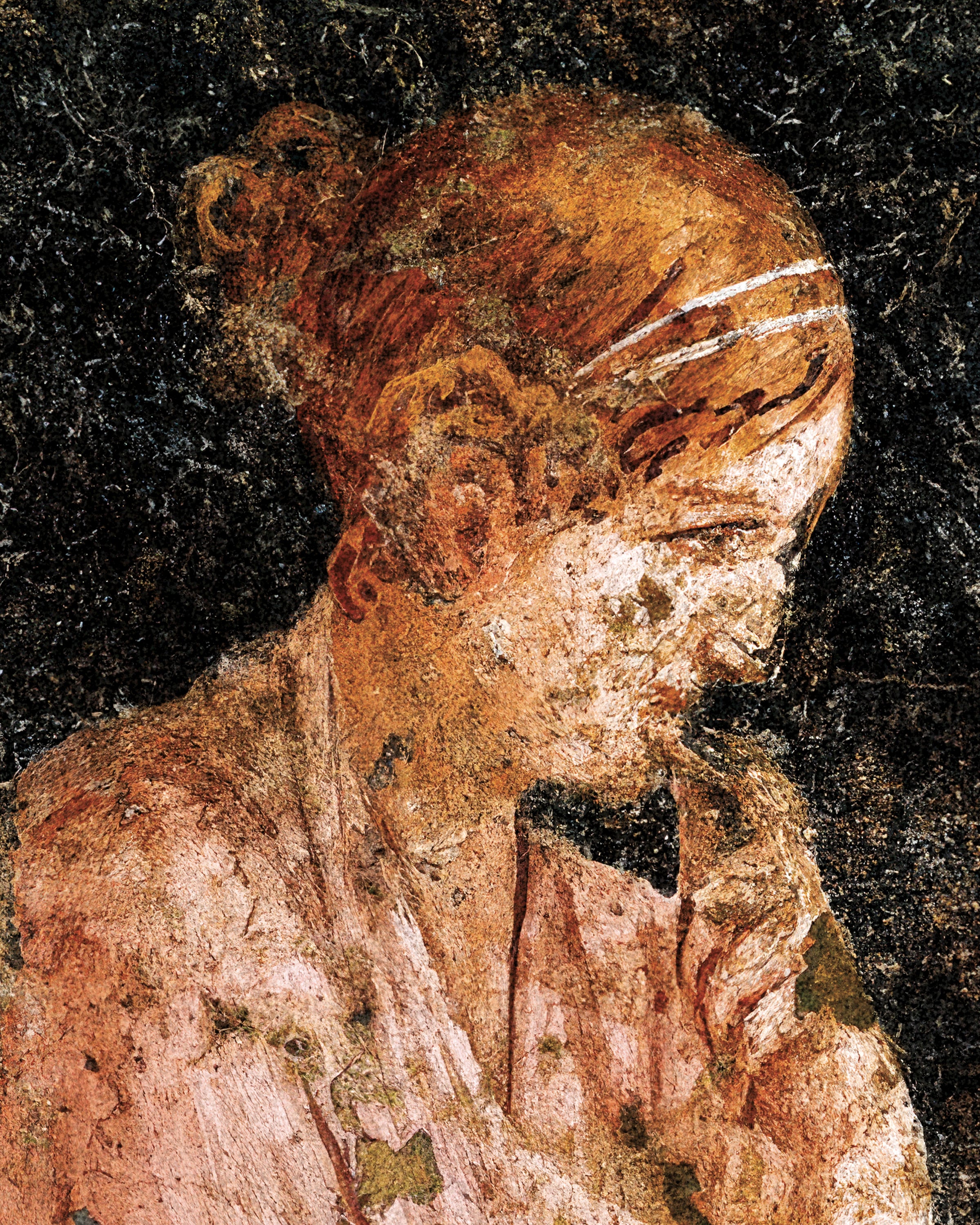 Seated woman fresco detail poster