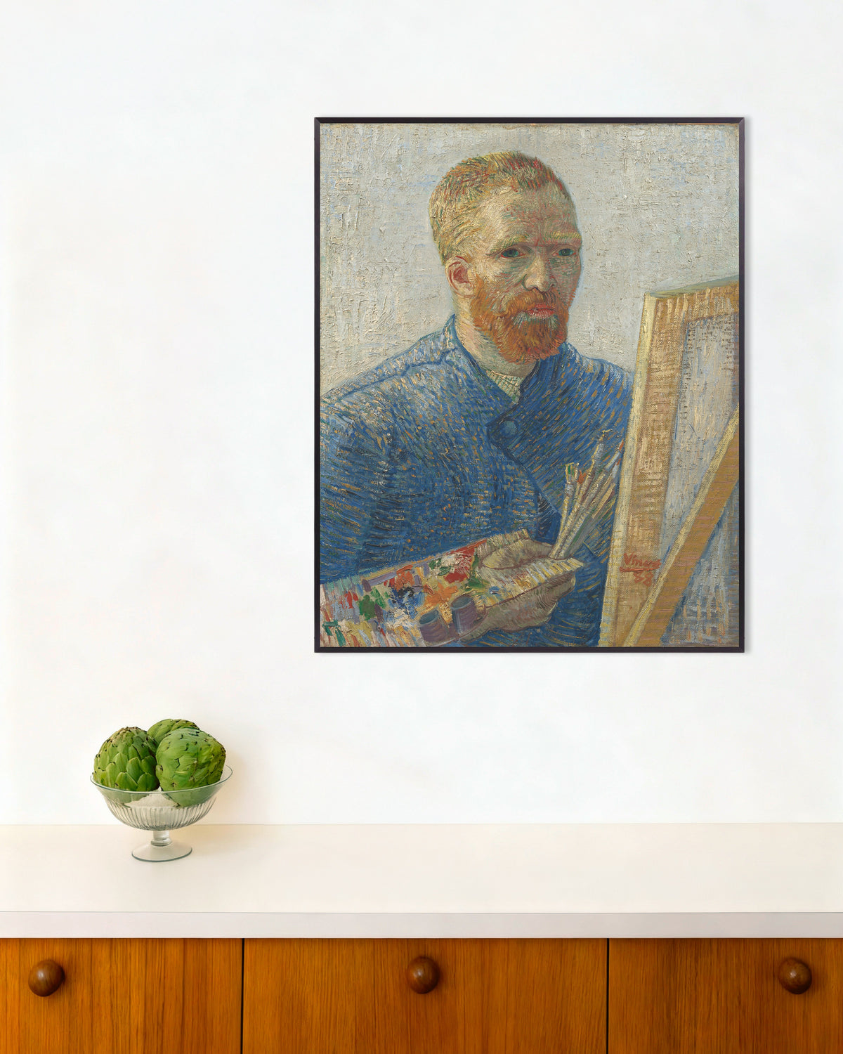 Poster of Self-Portrait as a Painter (1888) by Vincent van Gogh, with metal frame