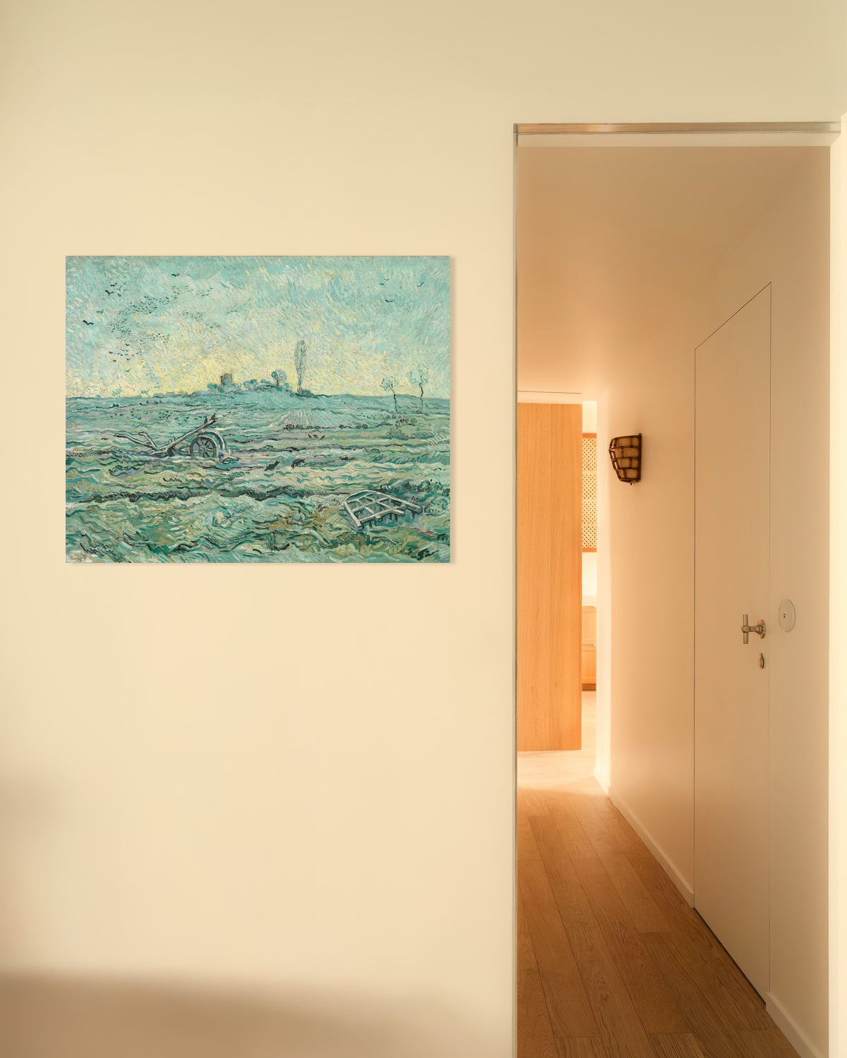 Poster av Snødekt åker med en harv, etter Millet (1890) av Vincent van Gogh