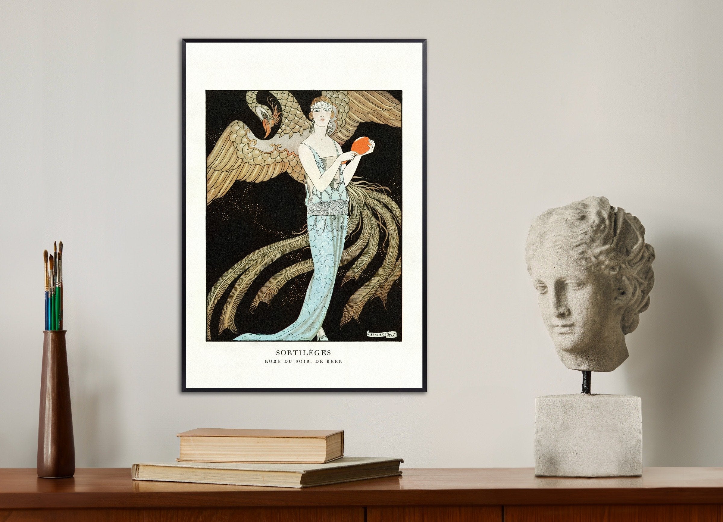 Poster of "Sortilèges" by Georges Barbier (1922) - Art Deco Print, with metal frame