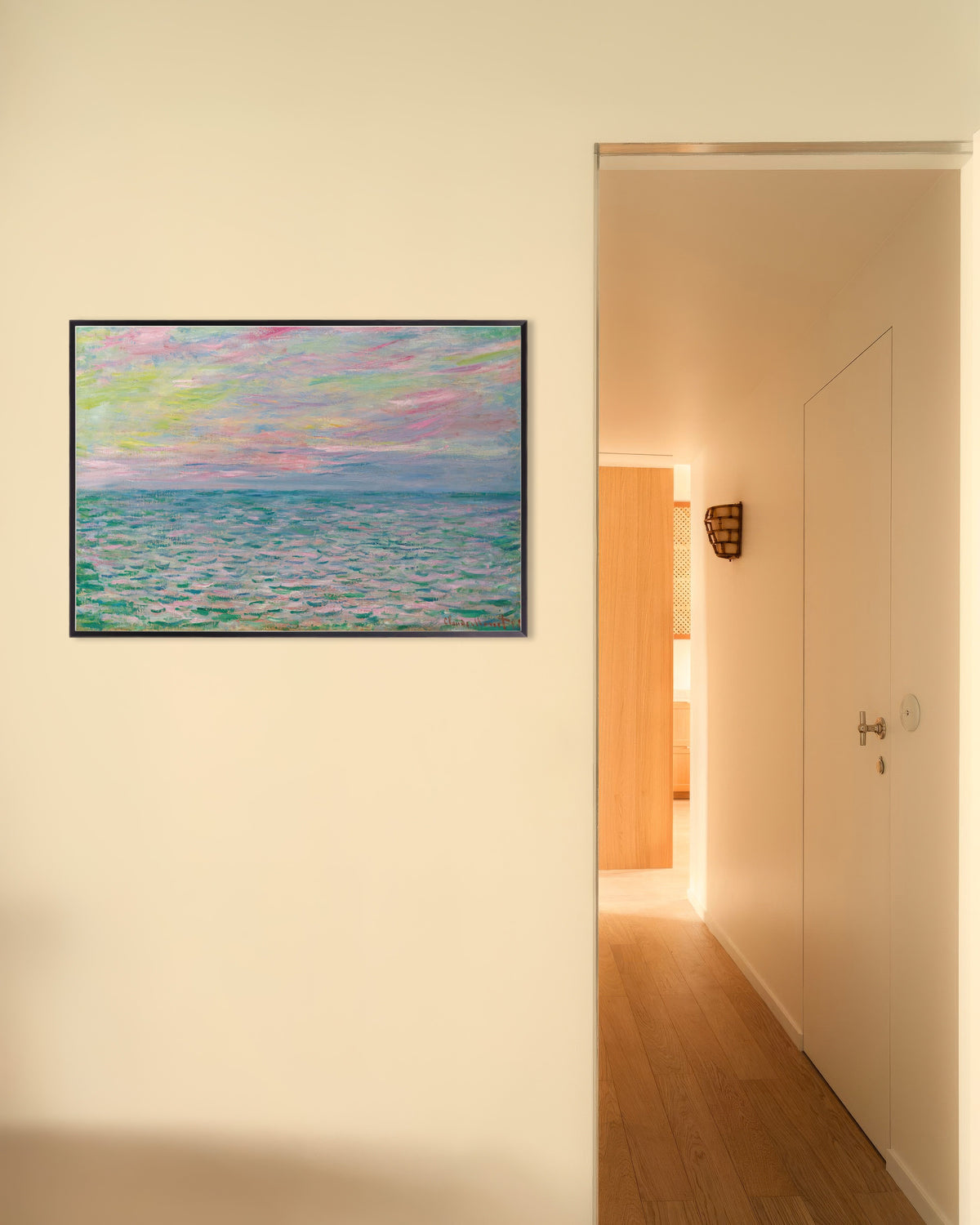Poster of Sunset at Pourville, Open Sea (1882) by Claude Monet, with metal frame