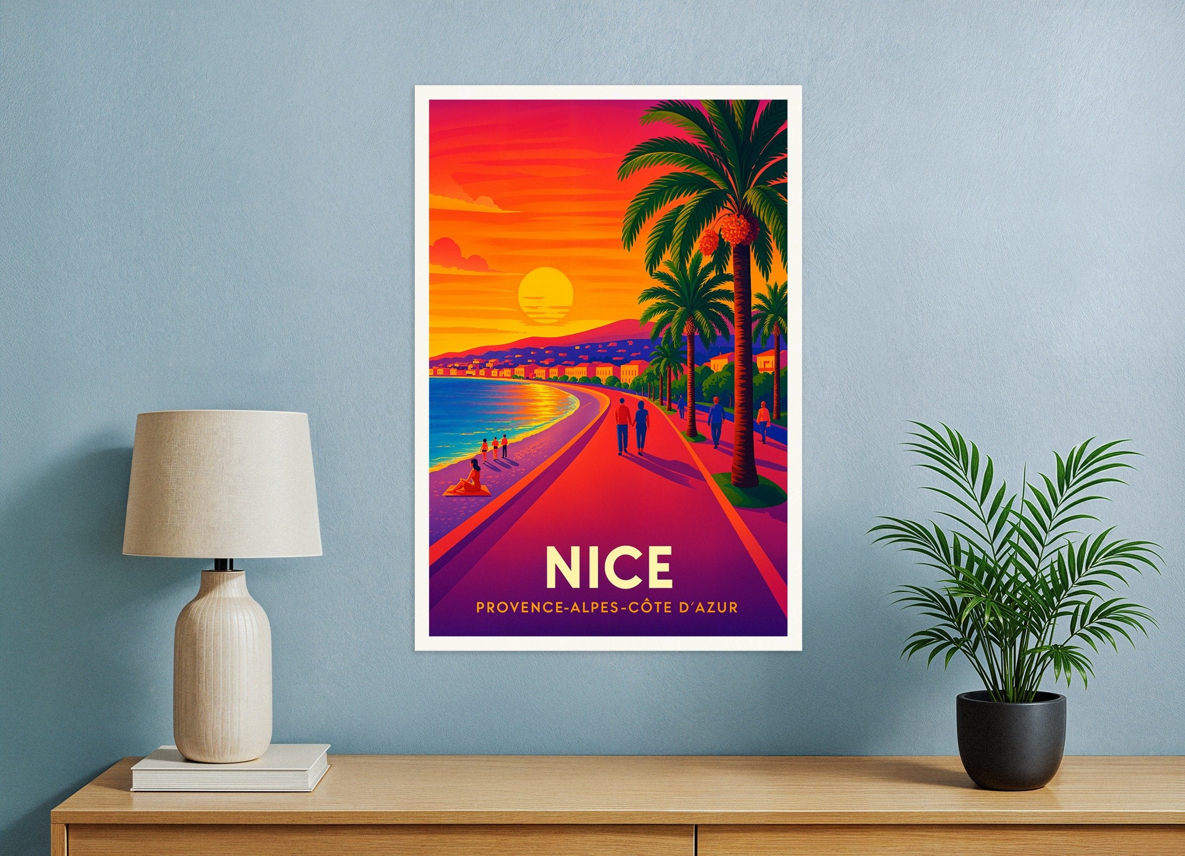 Poster of Sunset Walk in Nice, France – Promenade des Anglais