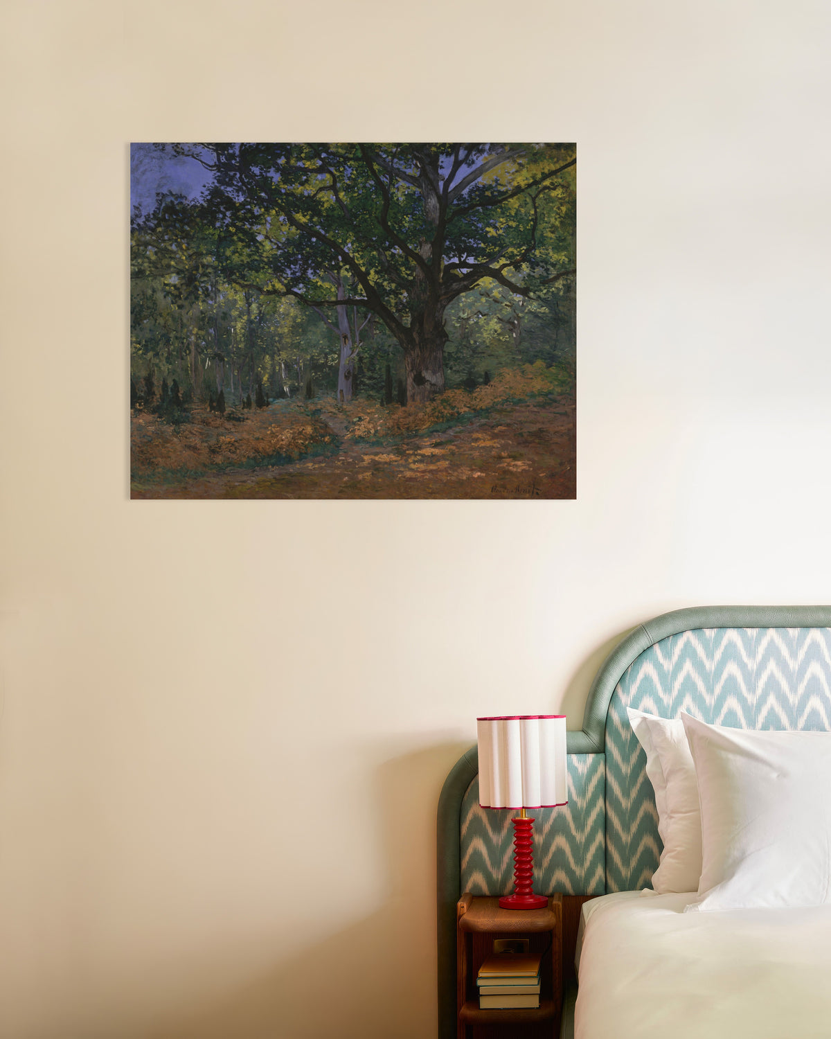 Plakat Bodmer-eiken, Fontainebleau-skogen (1865) av Claude Monet