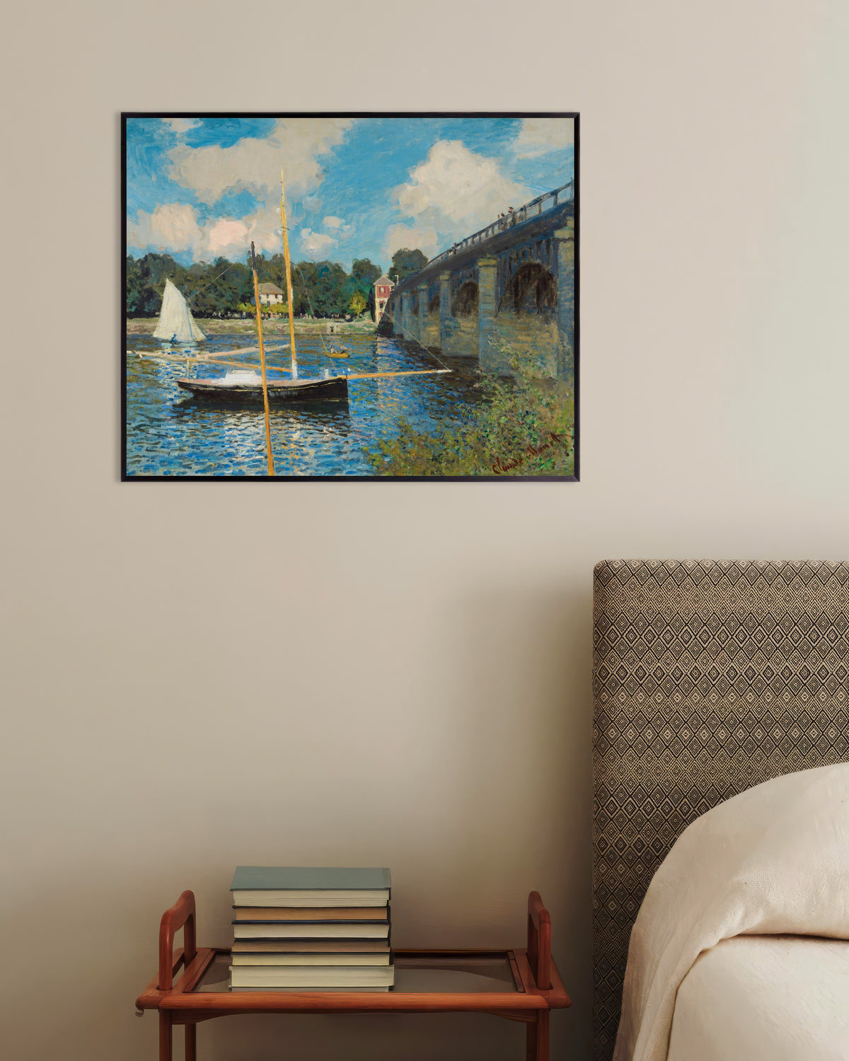 Plakat Broen i Argenteuil (1874) av Claude Monet med metallramme