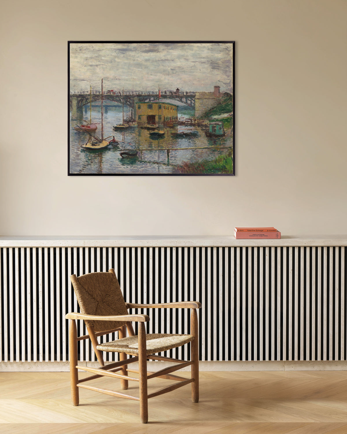 Poster of The Bridge at Argenteuil on a Gray Day (c. 1876) by Claude Monet, with metal frame