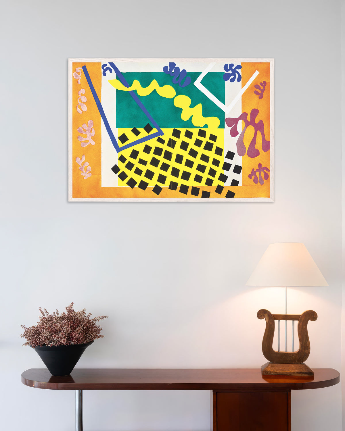 Poster av The Codomas (Jazz, 1947) av Henri Matisse, med hvit treramme