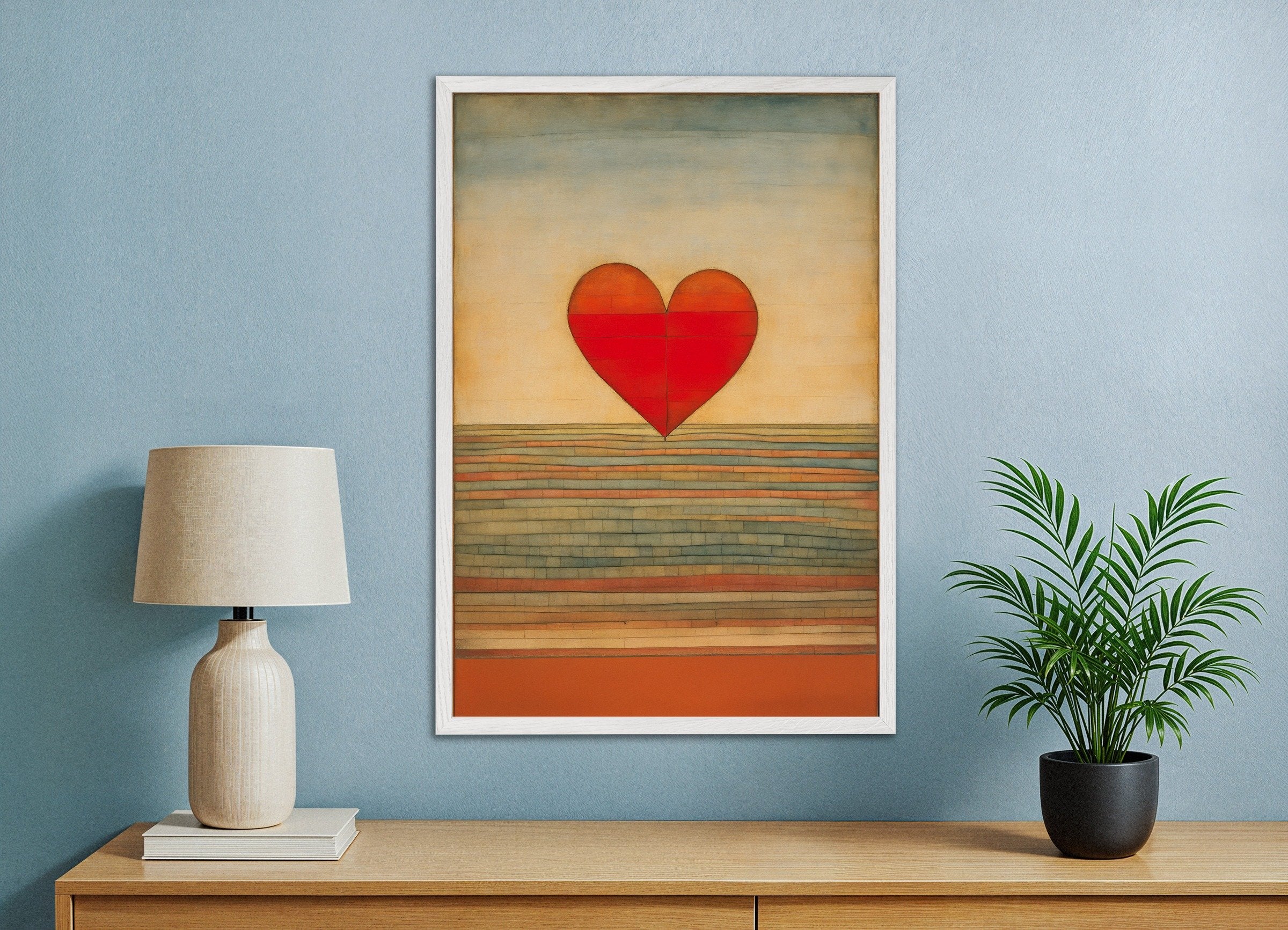 Poster of The flying heart, with white wooden frame