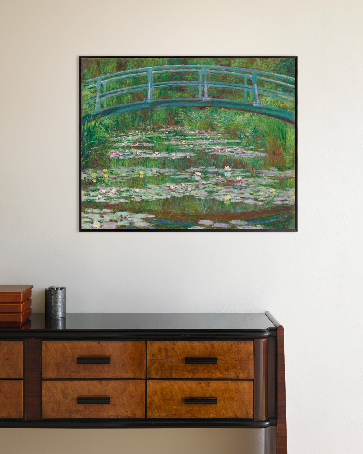 Plakat Den japanske broen (1899) av Claude Monet med metallramme