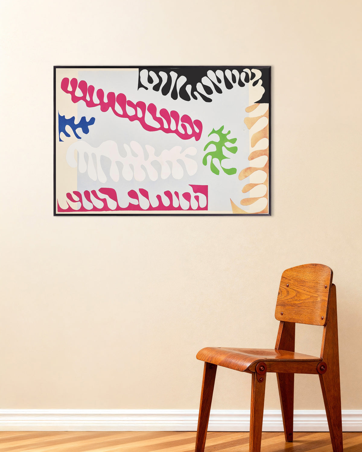 Poster of The Lagoon in Pink and White (Jazz, 1947) by Henri Matisse, with metal frame