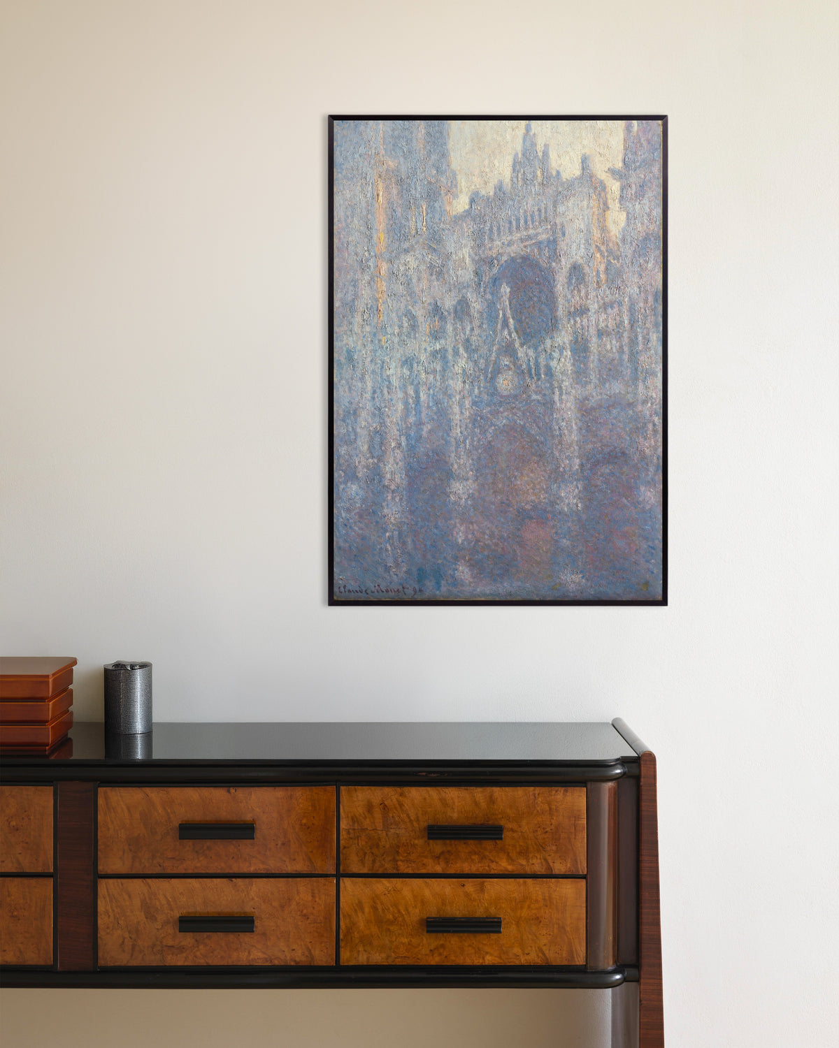 Plakat Portalen til katedralen i Rouen i morgenlys (1894) av Claude Monet med metallramme