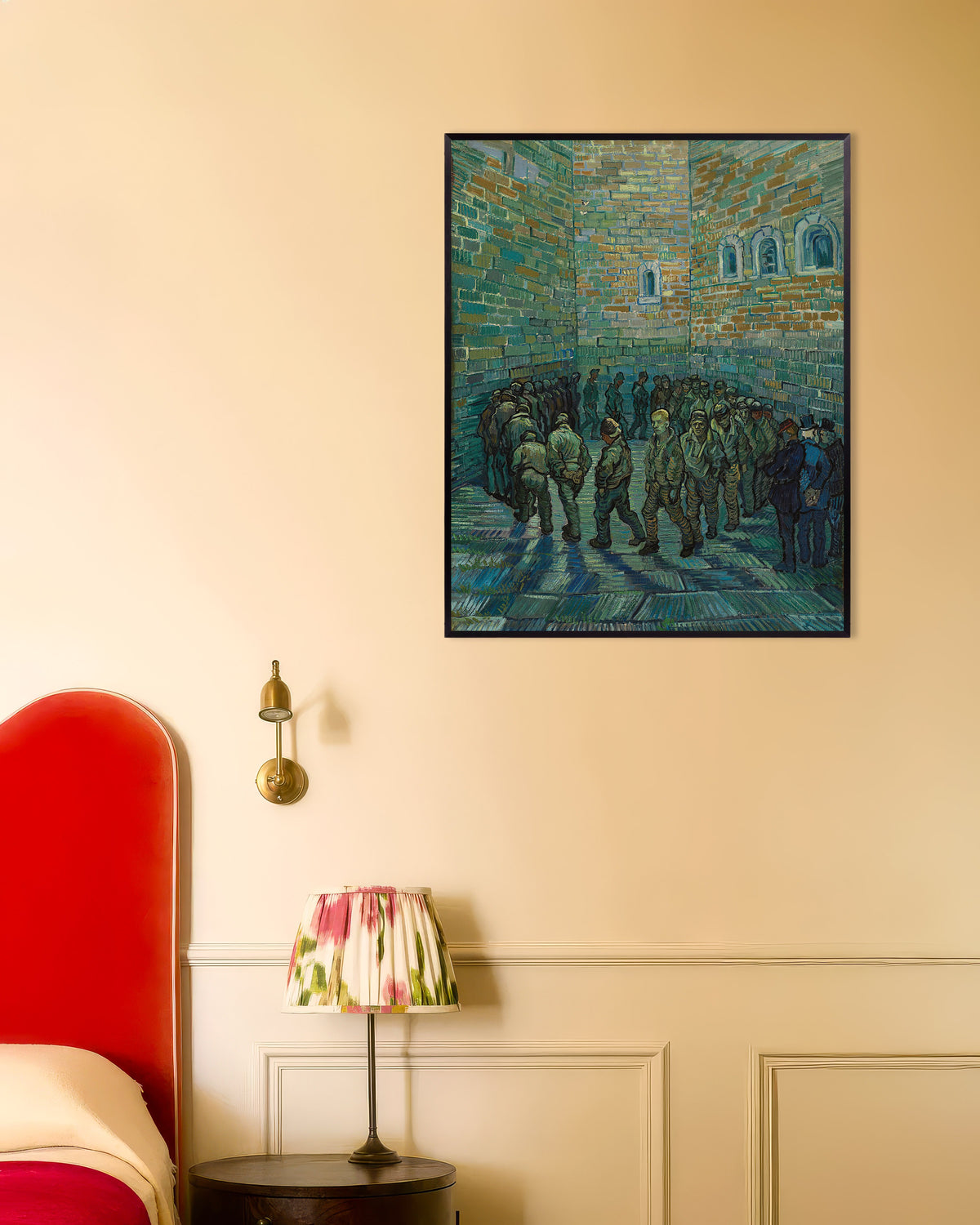 Poster av Fengselsgården, etter Doré (1890) av Vincent van Gogh, med metallramme
