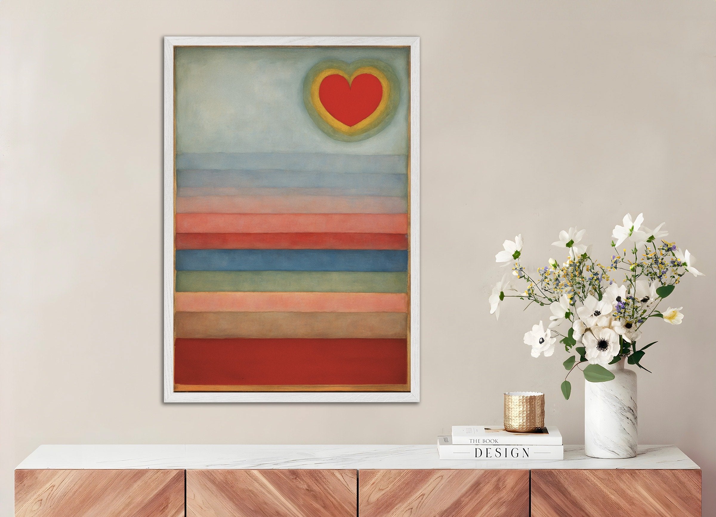 Poster of The reign of love, with white wooden frame