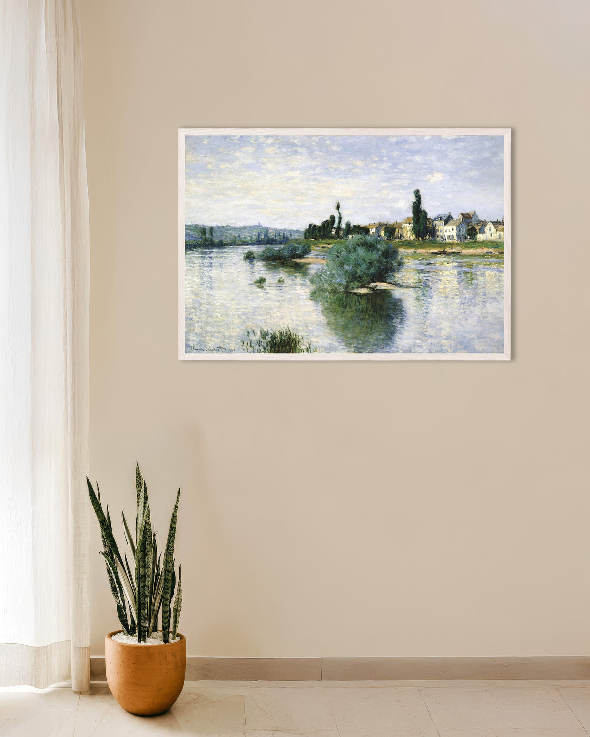 Plakat Seinen ved Lavacourt (1880) av Claude Monet med hvit treramme