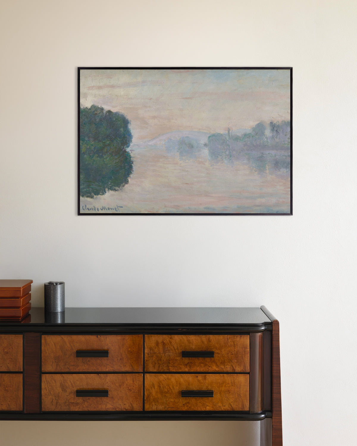 Plakat Seinen i tåken (1894) av Claude Monet med metallramme