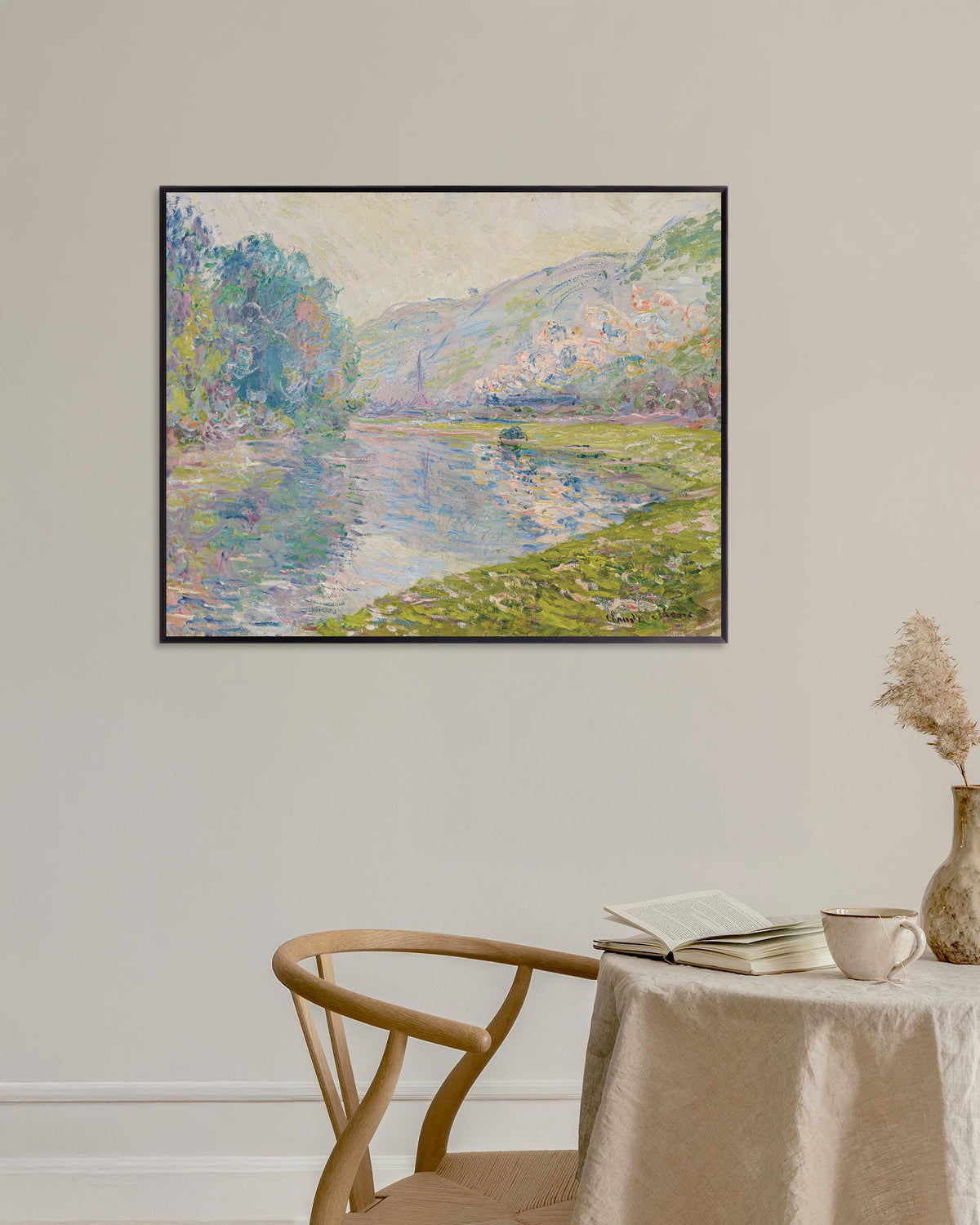 Poster of The Train at Jeufosse (1884) by Claude Monet, with metal frame
