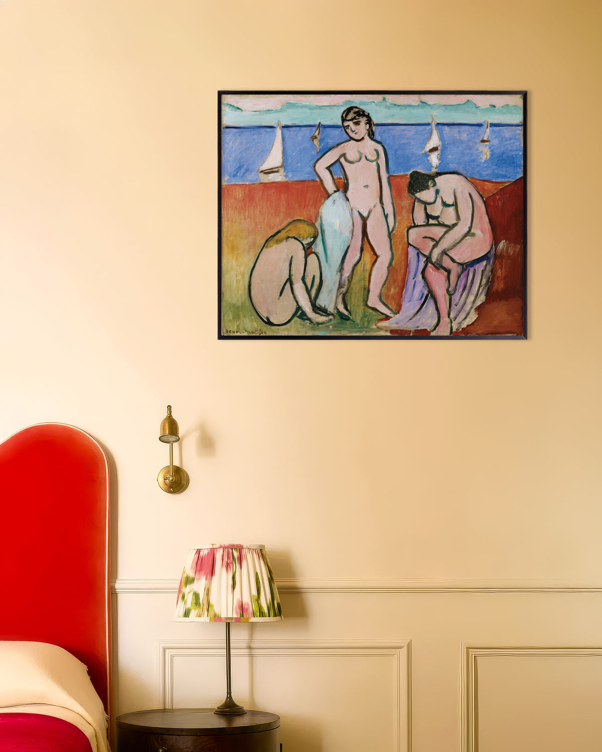 Poster av Tre badende (1907) av Henri Matisse, med metallramme