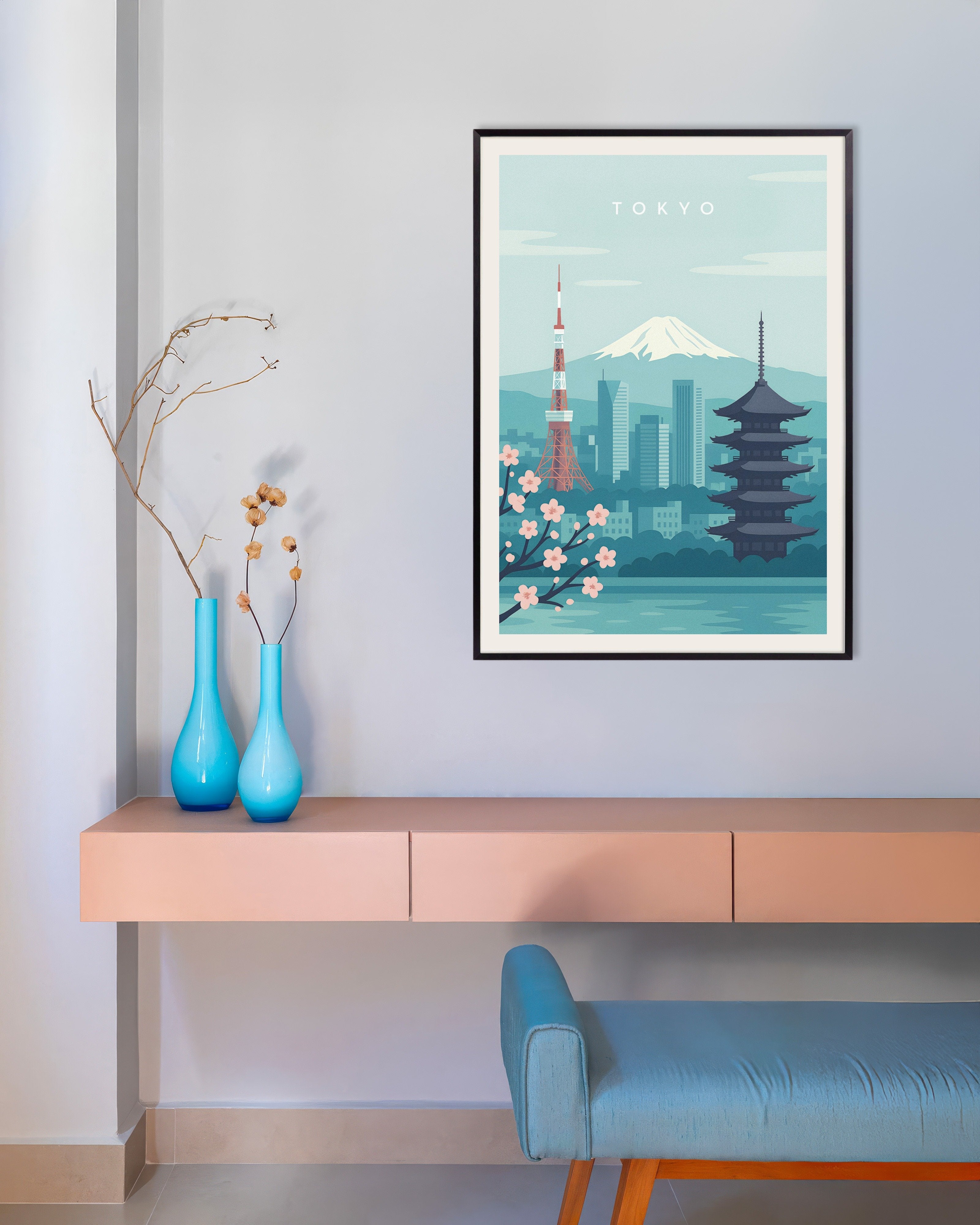 Poster of Tokyo Wall Art Print, with metal frame