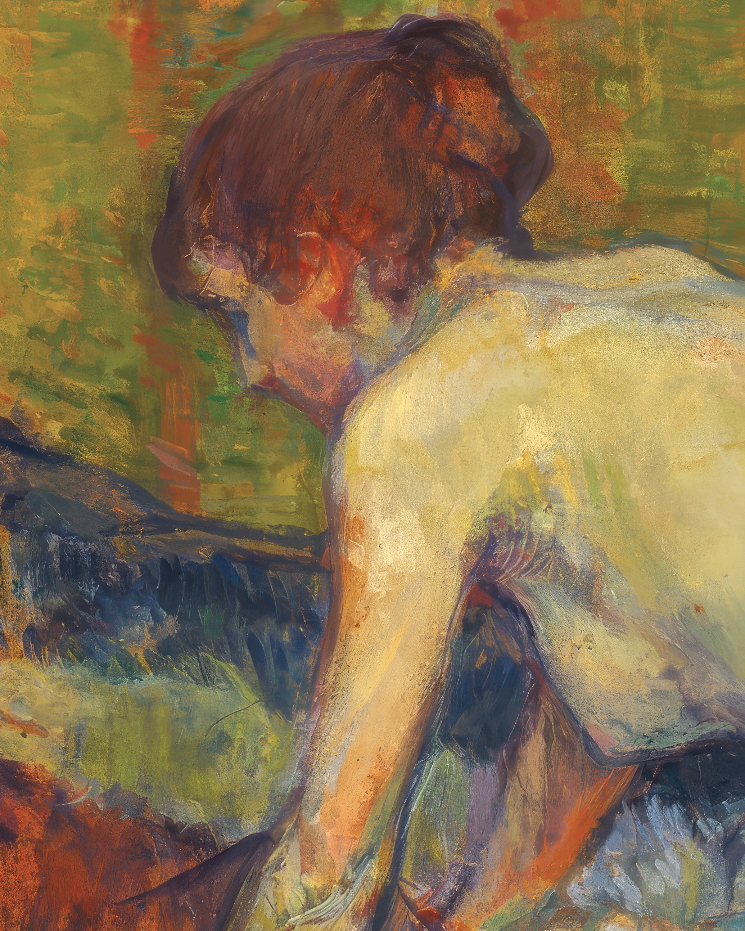 Rødtoppa Naken Knebøyende av Henri de Toulouse-Lautrec Poster