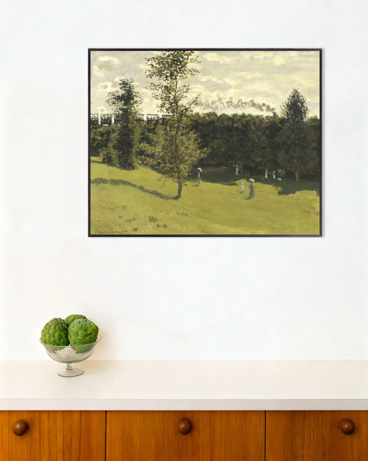 Poster of Train in the Countryside (c. 1870) by Claude Monet, with metal frame