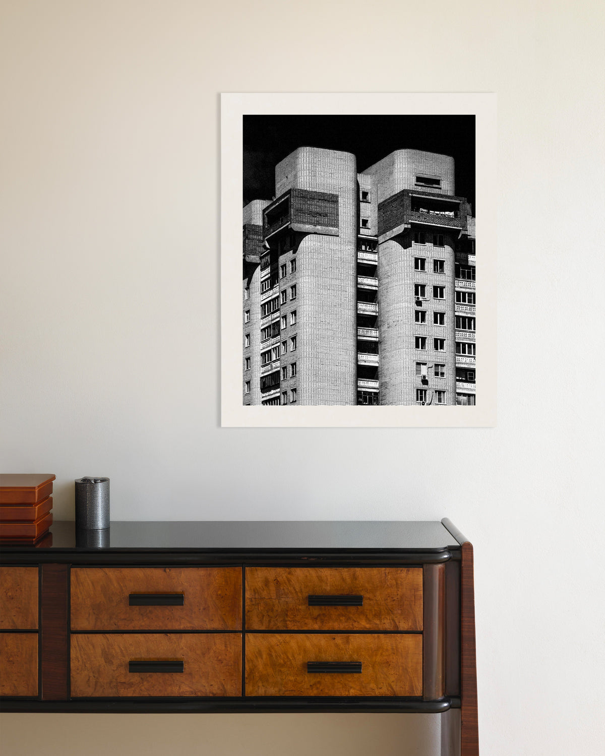 Poster of Twin Rounded Towers at Night