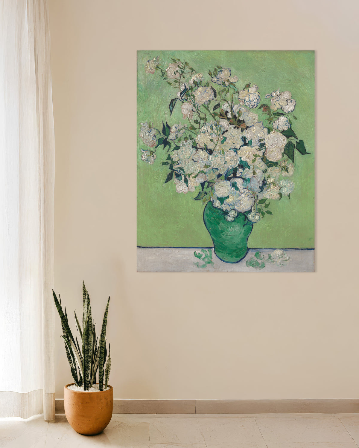 Poster av Vase med roser (1890) av Vincent van Gogh